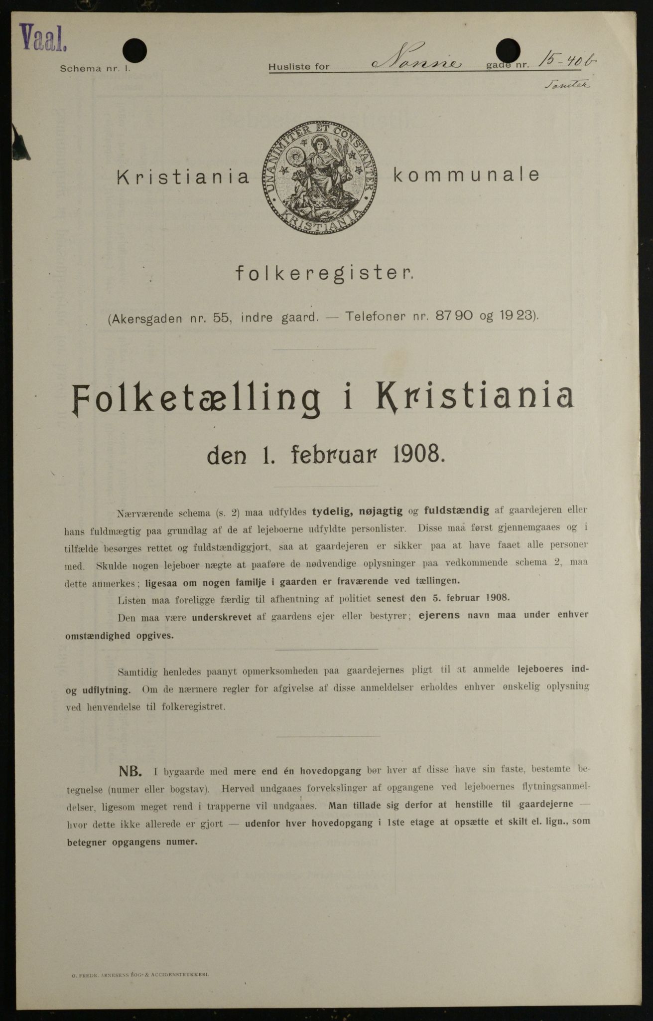 OBA, Kommunal folketelling 1.2.1908 for Kristiania kjøpstad, 1908, s. 64089