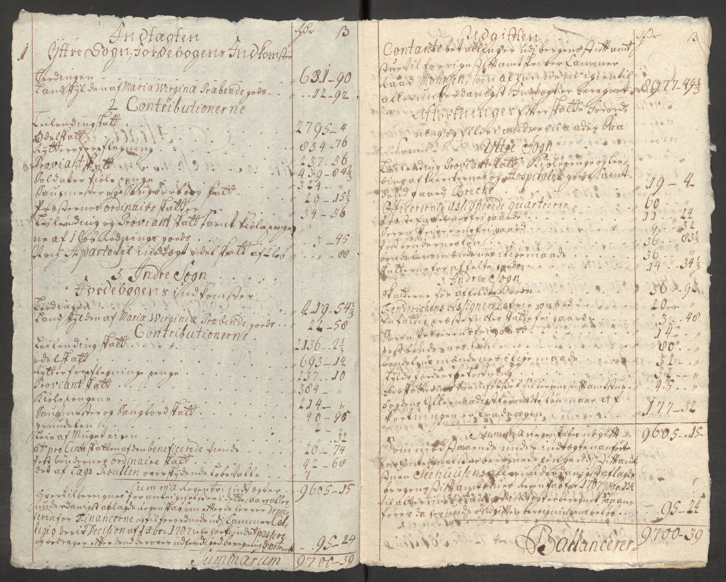 Rentekammeret inntil 1814, Reviderte regnskaper, Fogderegnskap, RA/EA-4092/R52/L3314: Fogderegnskap Sogn, 1705-1707, s. 20