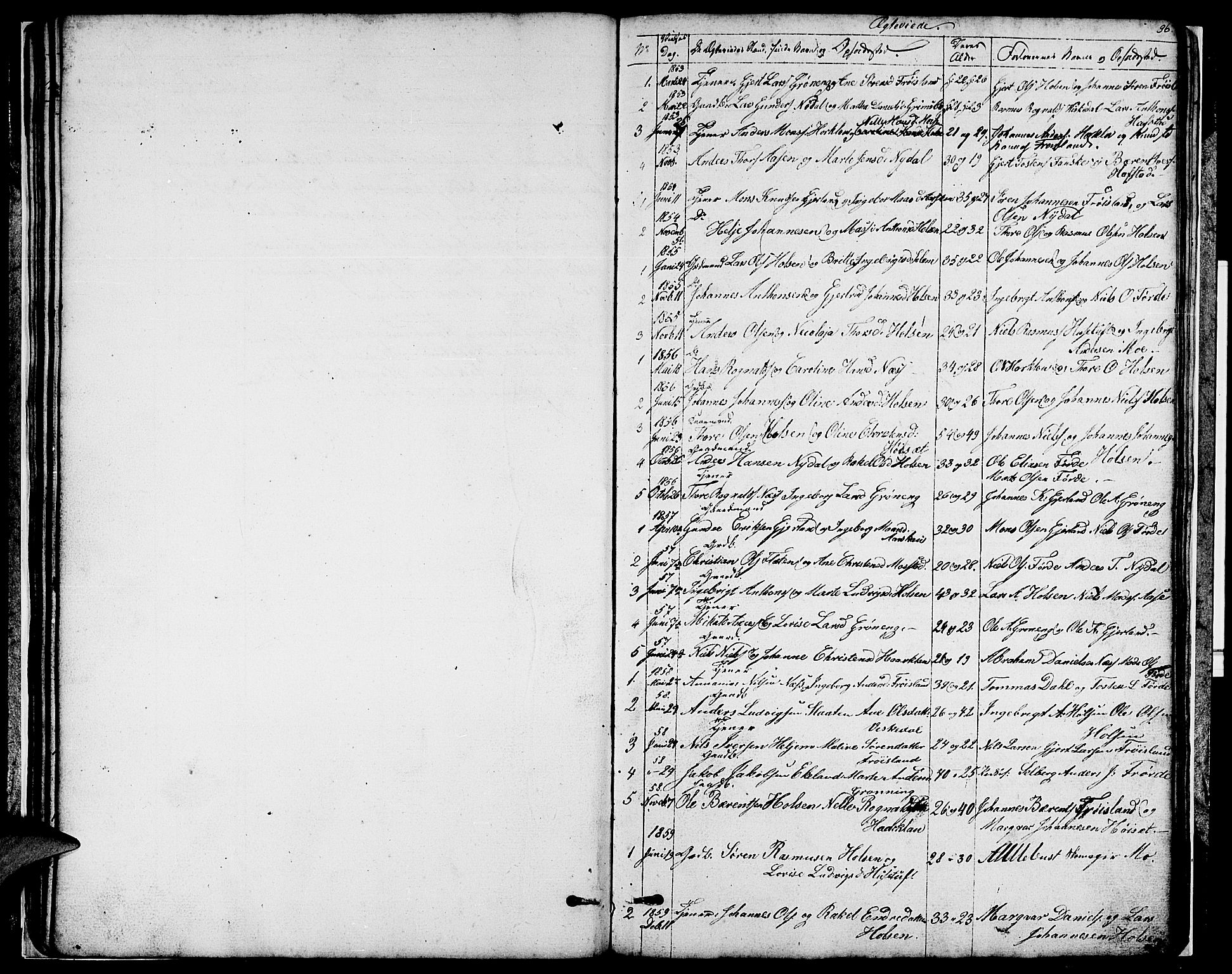 Førde sokneprestembete, AV/SAB-A-79901/H/Hab/Habc/L0001: Klokkerbok nr. C 1, 1853-1880, s. 36