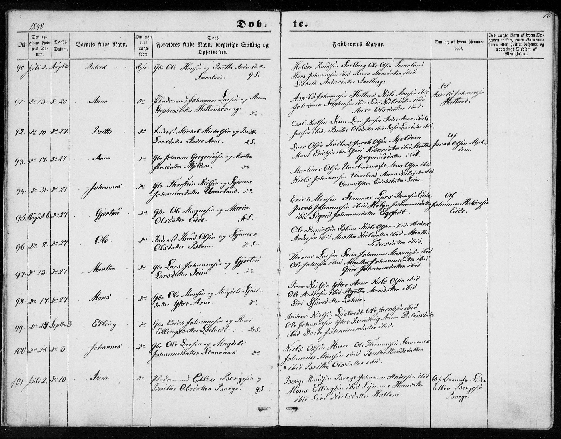 Haus sokneprestembete, AV/SAB-A-75601/H/Haa: Ministerialbok nr. A 16 I, 1848-1857, s. 10