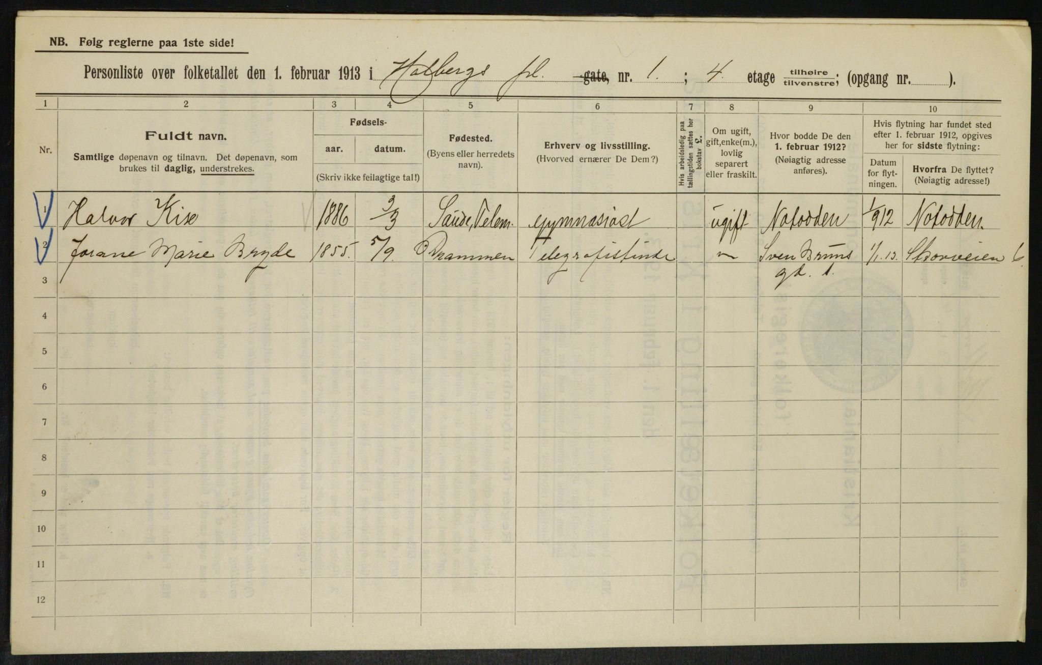 OBA, Kommunal folketelling 1.2.1913 for Kristiania, 1913, s. 40361