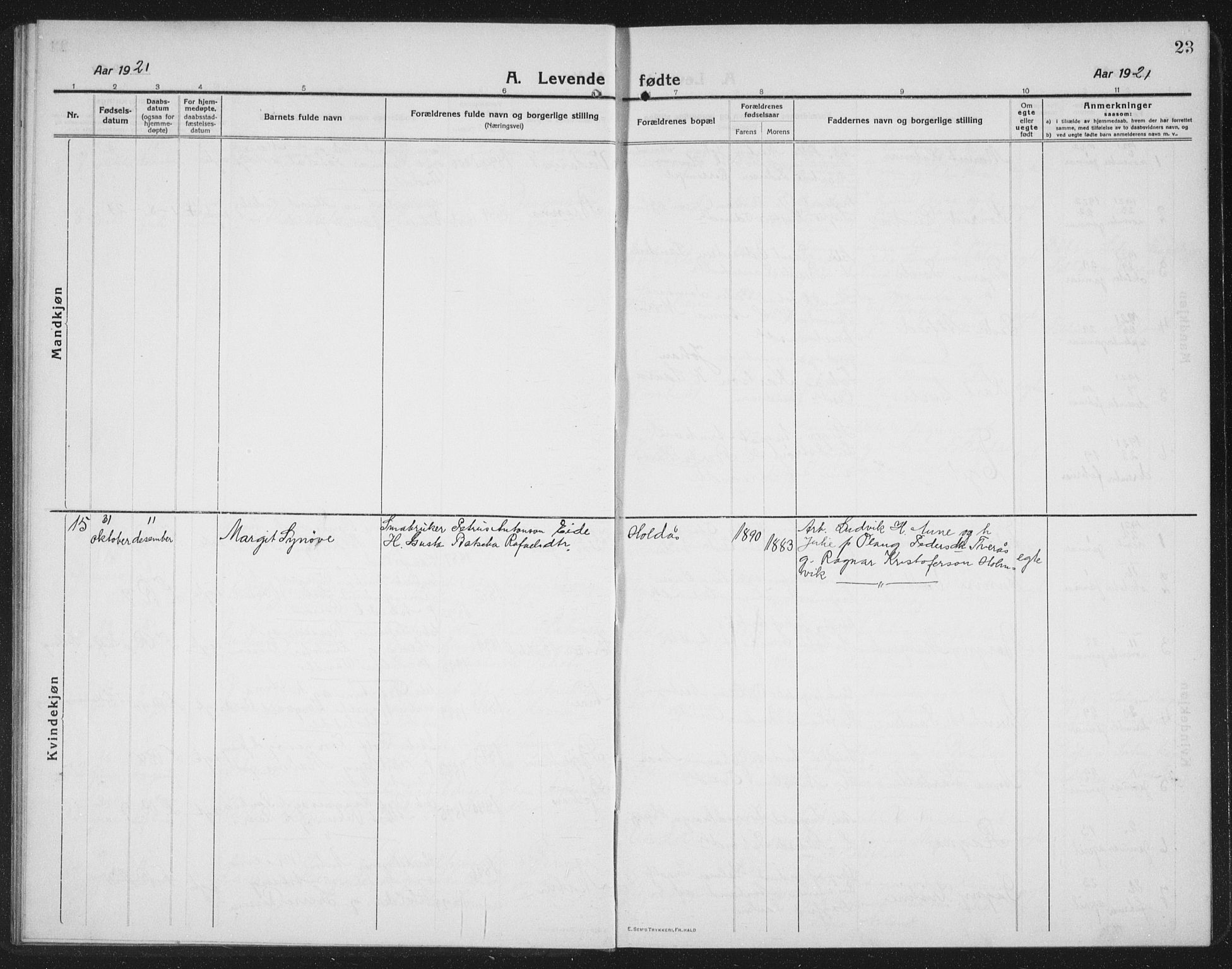 Ministerialprotokoller, klokkerbøker og fødselsregistre - Nord-Trøndelag, SAT/A-1458/745/L0434: Klokkerbok nr. 745C03, 1914-1937, s. 23