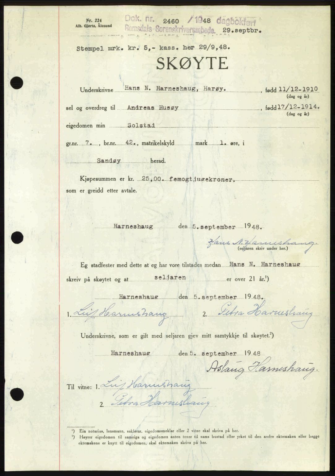 Romsdal sorenskriveri, SAT/A-4149/1/2/2C: Pantebok nr. A27, 1948-1948, Dagboknr: 2460/1948