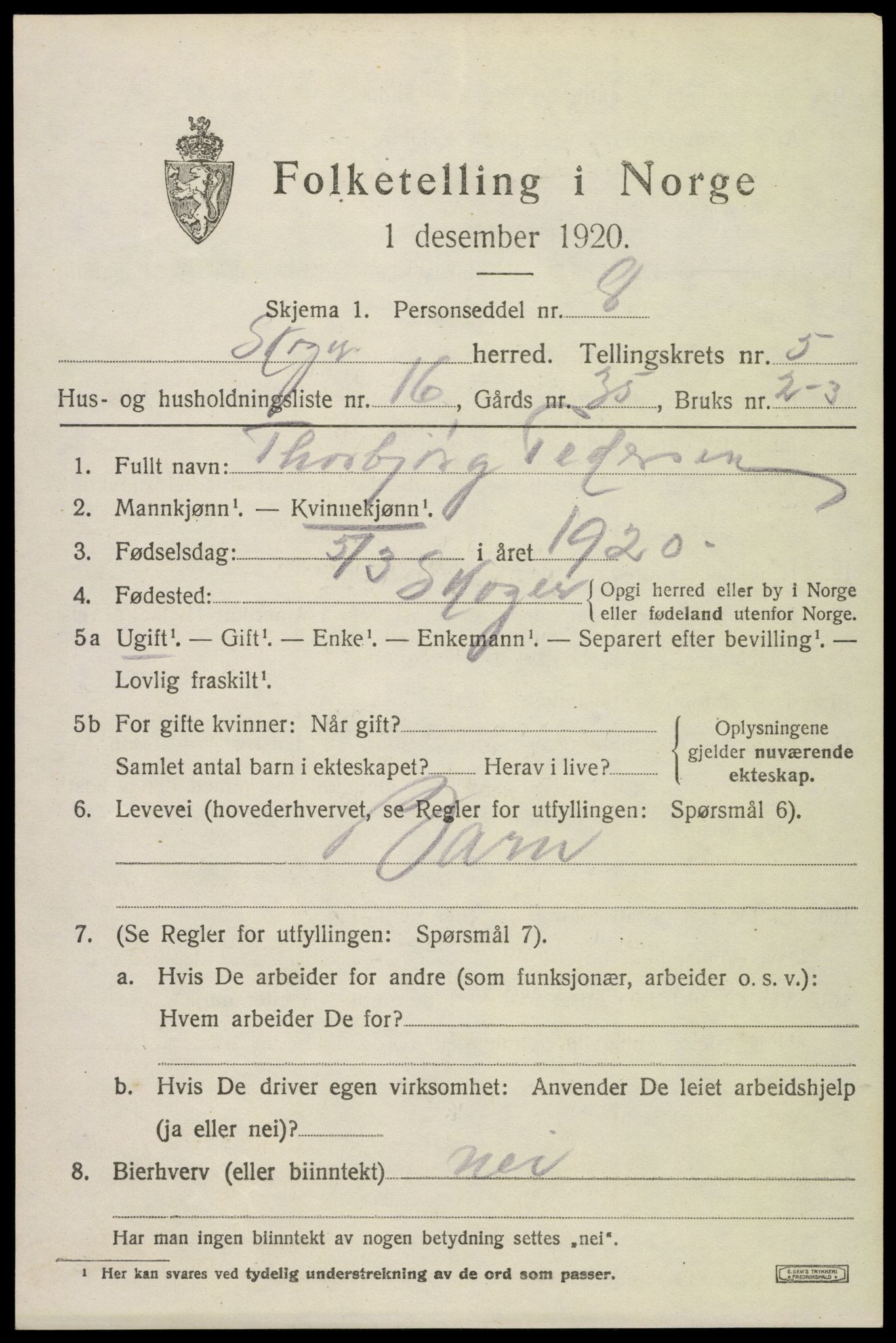 SAKO, Folketelling 1920 for 0712 Skoger herred, 1920, s. 11017