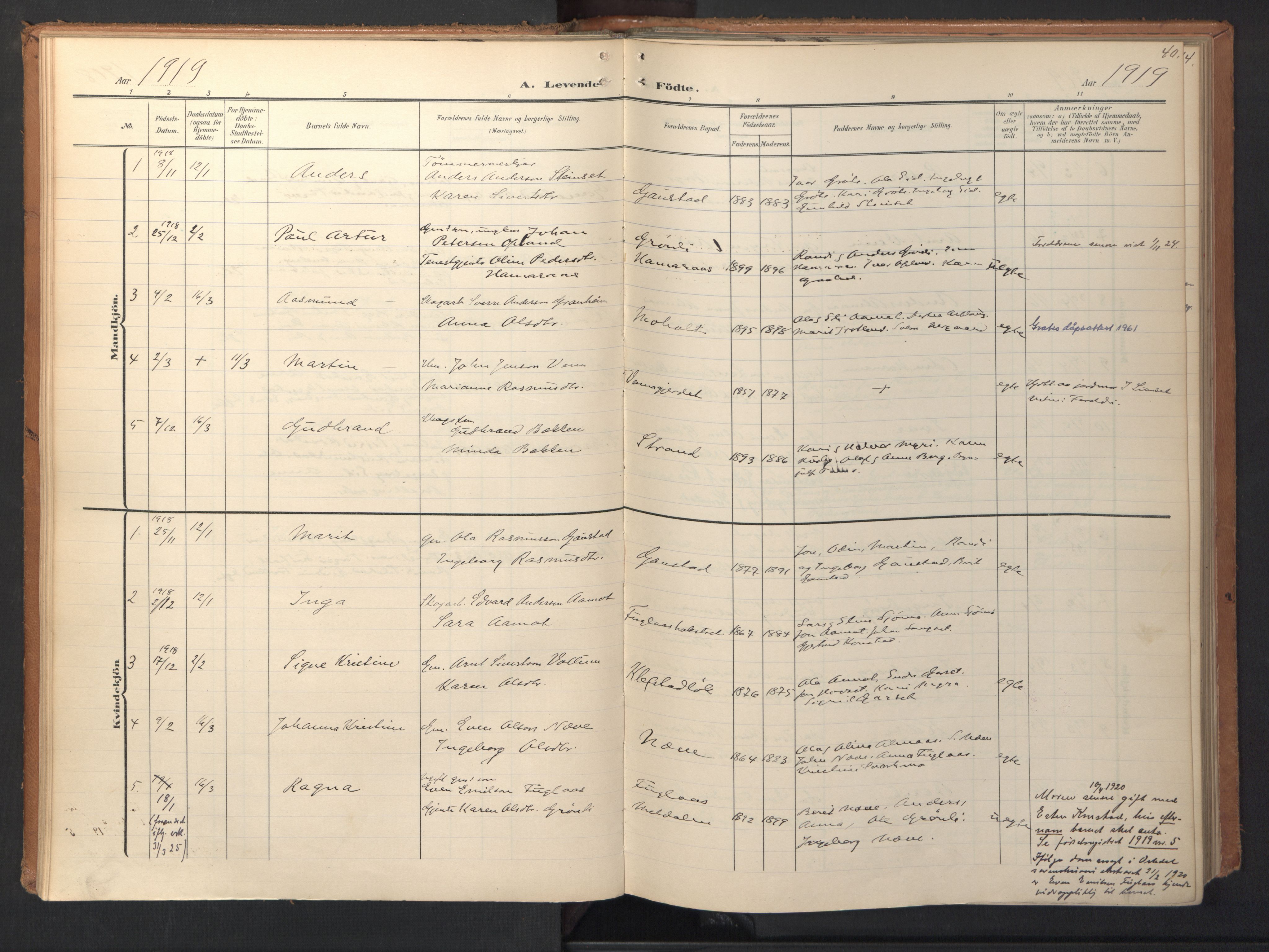 Ministerialprotokoller, klokkerbøker og fødselsregistre - Sør-Trøndelag, AV/SAT-A-1456/694/L1128: Ministerialbok nr. 694A02, 1906-1931, s. 40