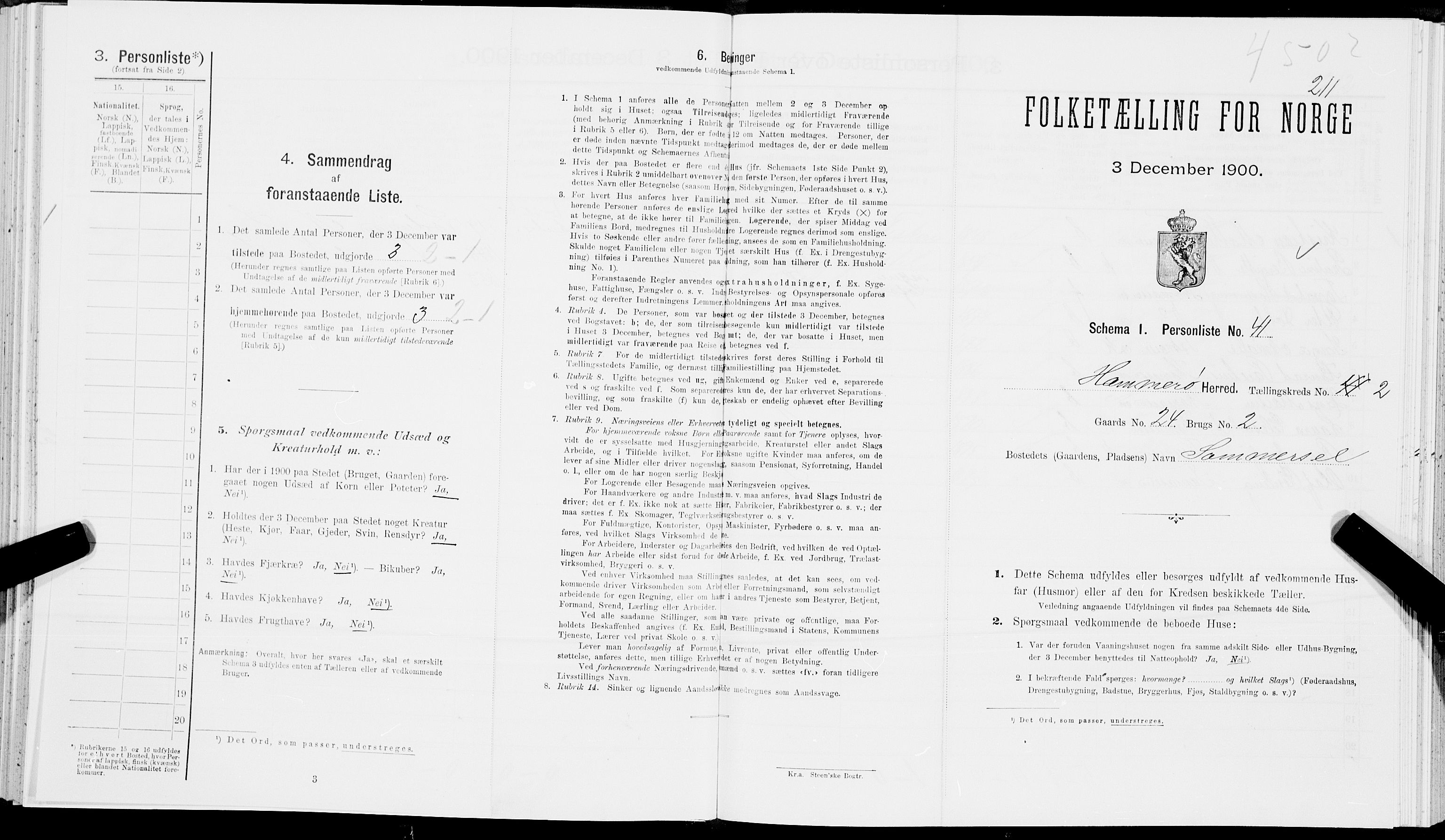 SAT, Folketelling 1900 for 1849 Hamarøy herred, 1900, s. 228