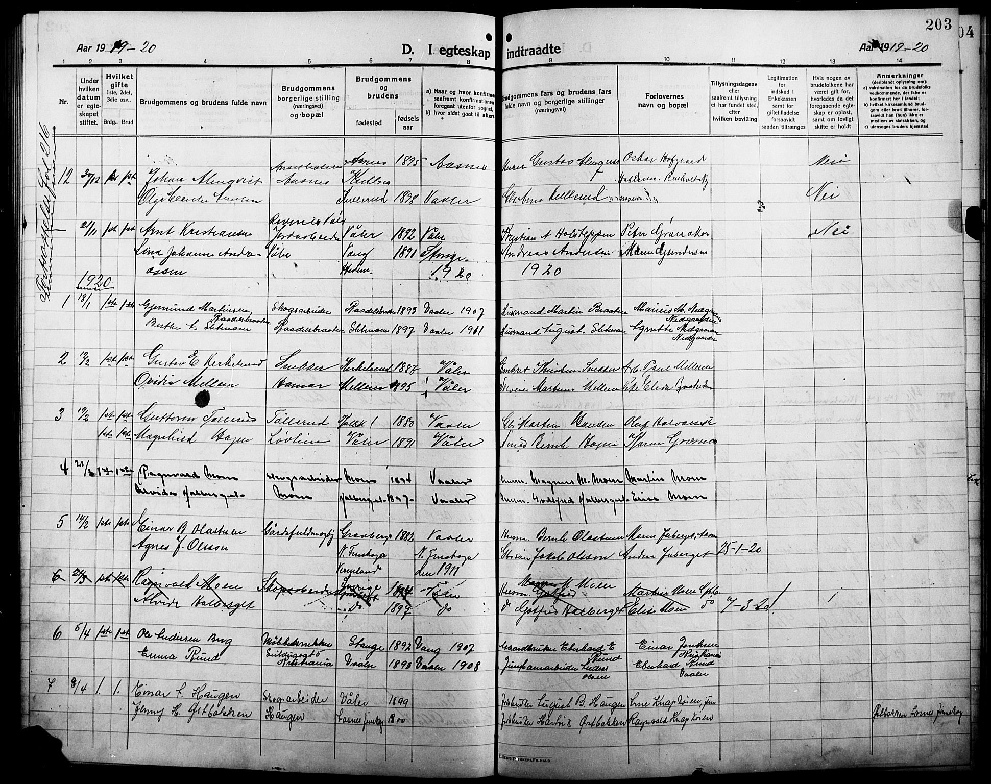 Våler prestekontor, Hedmark, AV/SAH-PREST-040/H/Ha/Hab/L0003: Klokkerbok nr. 3, 1914-1921, s. 203