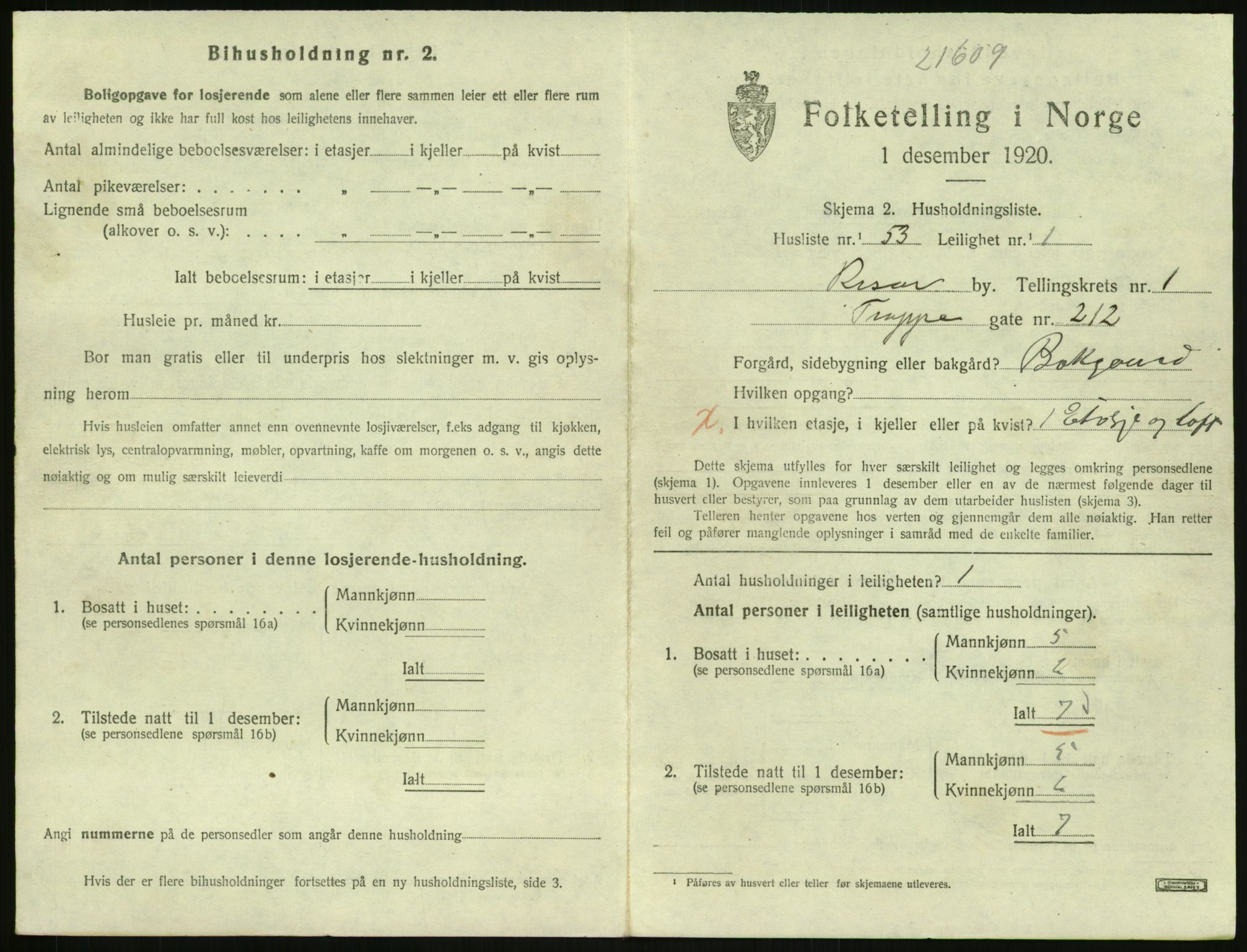 SAK, Folketelling 1920 for 0901 Risør kjøpstad, 1920, s. 1469