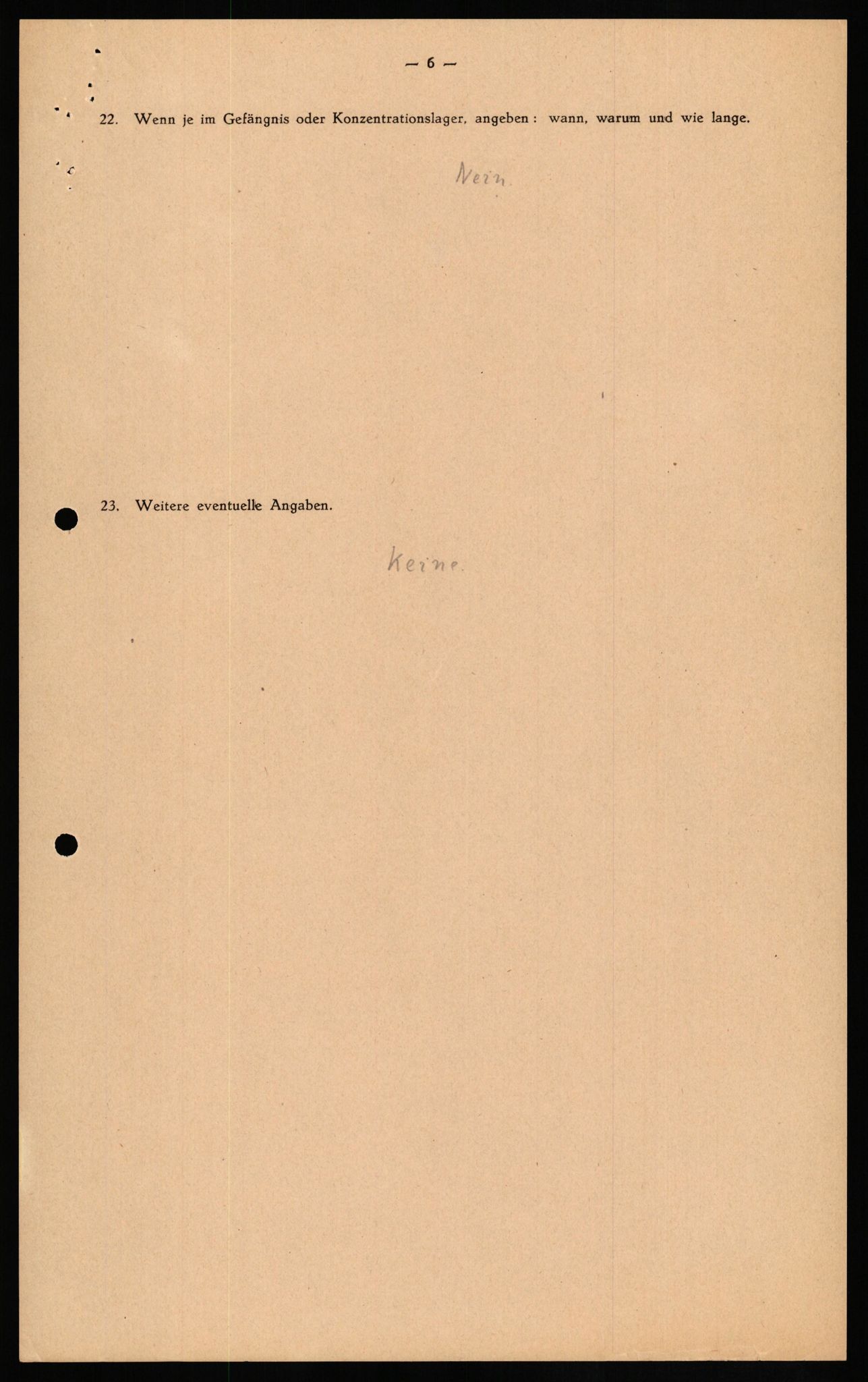 Forsvaret, Forsvarets overkommando II, RA/RAFA-3915/D/Db/L0022: CI Questionaires. Tyske okkupasjonsstyrker i Norge. Tyskere., 1945-1946, s. 121