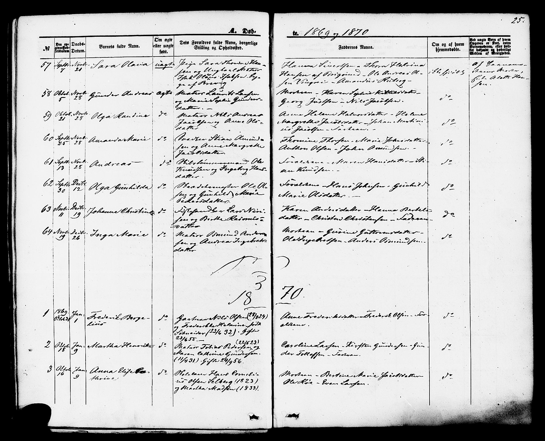 Brevik kirkebøker, AV/SAKO-A-255/F/Fa/L0006: Ministerialbok nr. 6, 1866-1881, s. 25