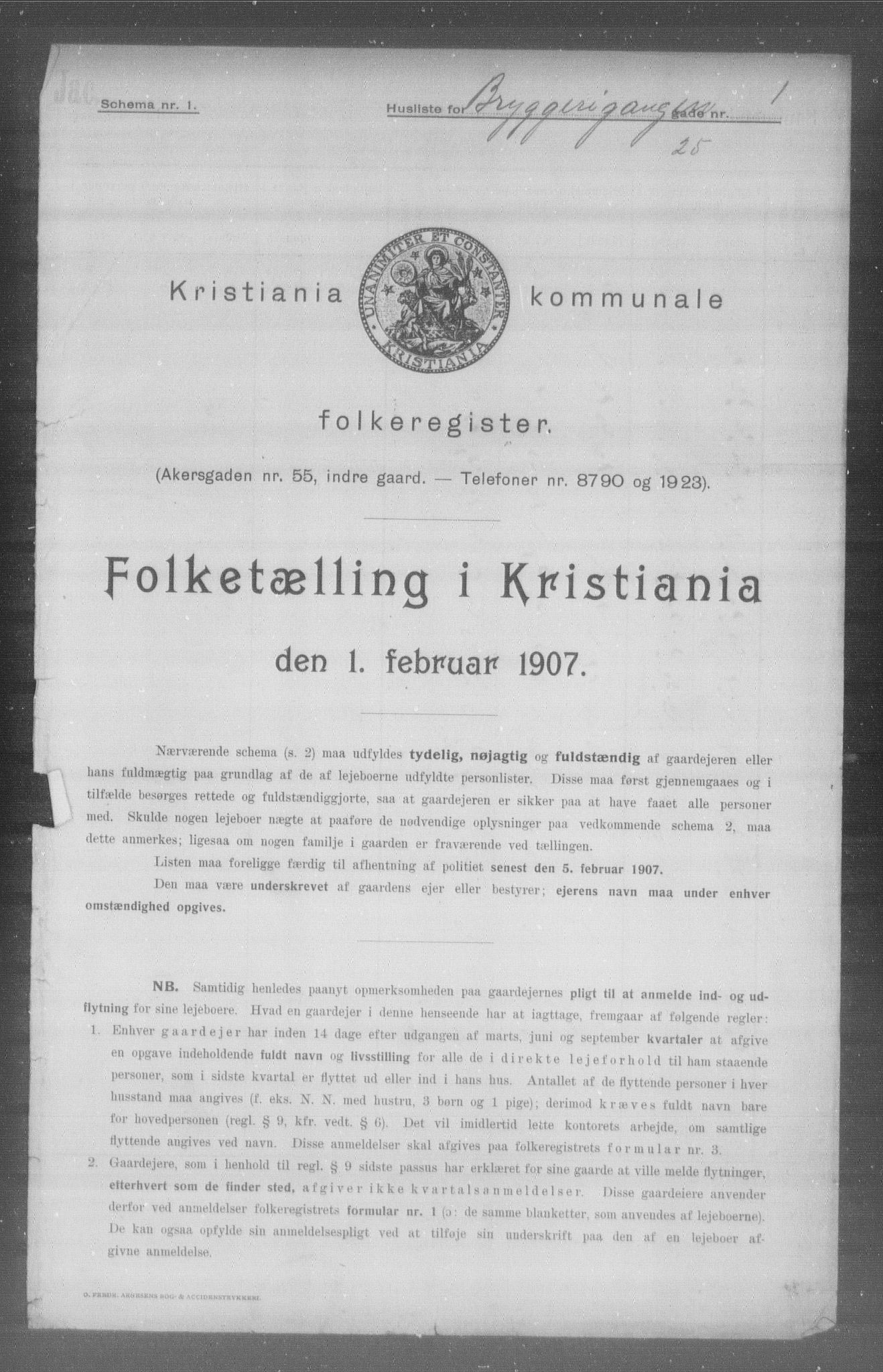OBA, Kommunal folketelling 1.2.1907 for Kristiania kjøpstad, 1907, s. 5161