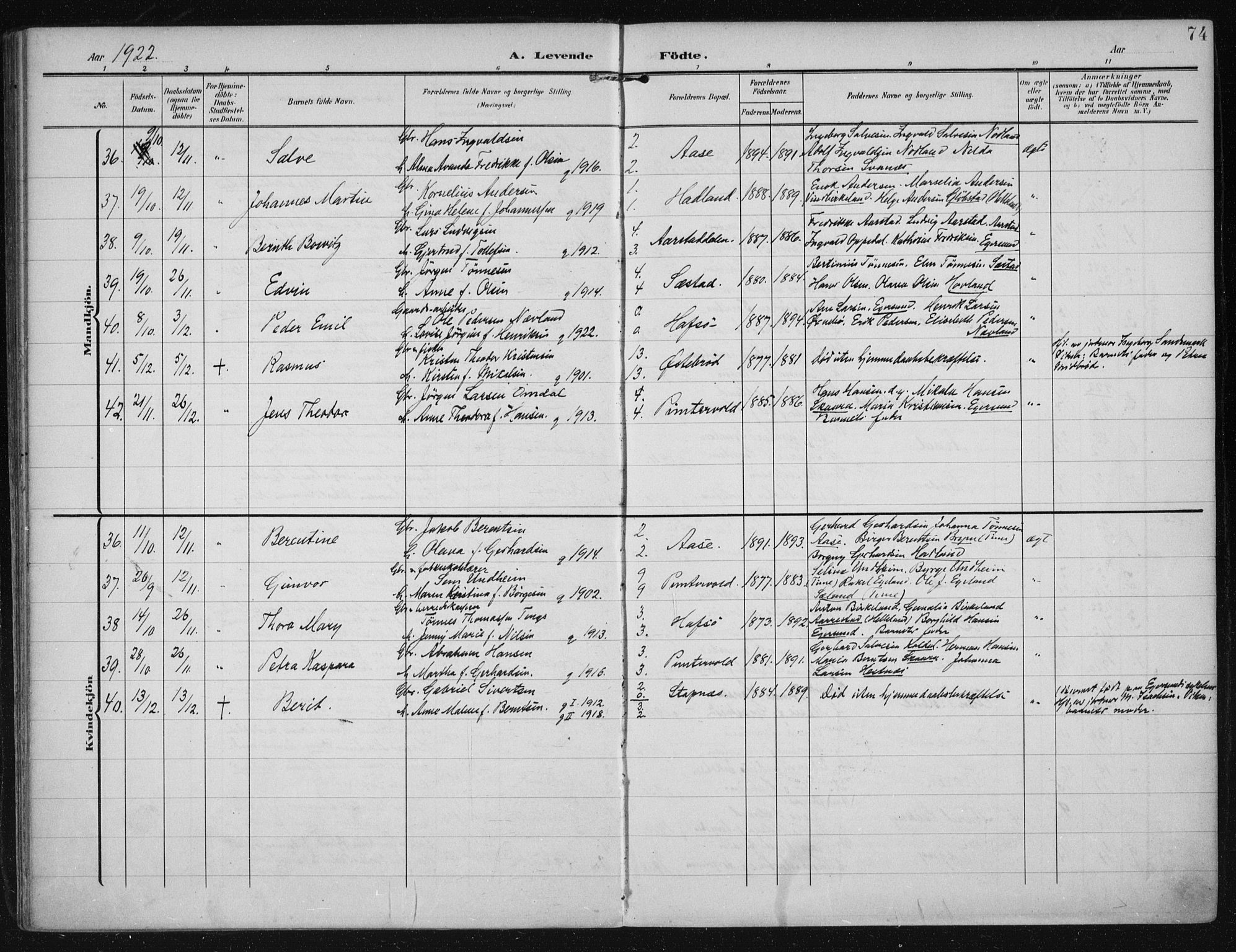 Eigersund sokneprestkontor, AV/SAST-A-101807/S08/L0021: Ministerialbok nr. A 20, 1906-1928, s. 74