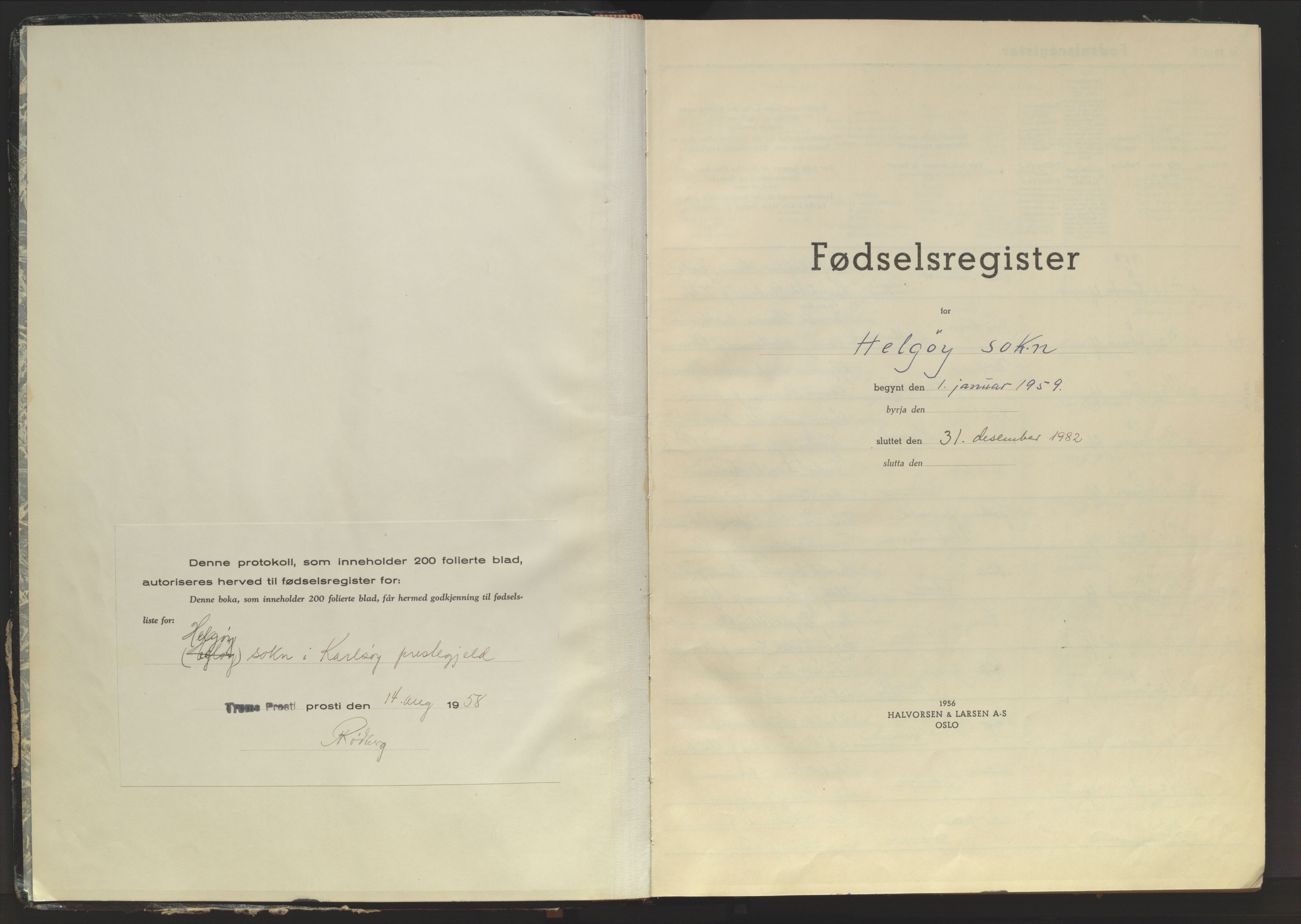 Karlsøy sokneprestembete, AV/SATØ-S-1299/I/Ic/L0068: Fødselsregister nr. 68, 1959-1982