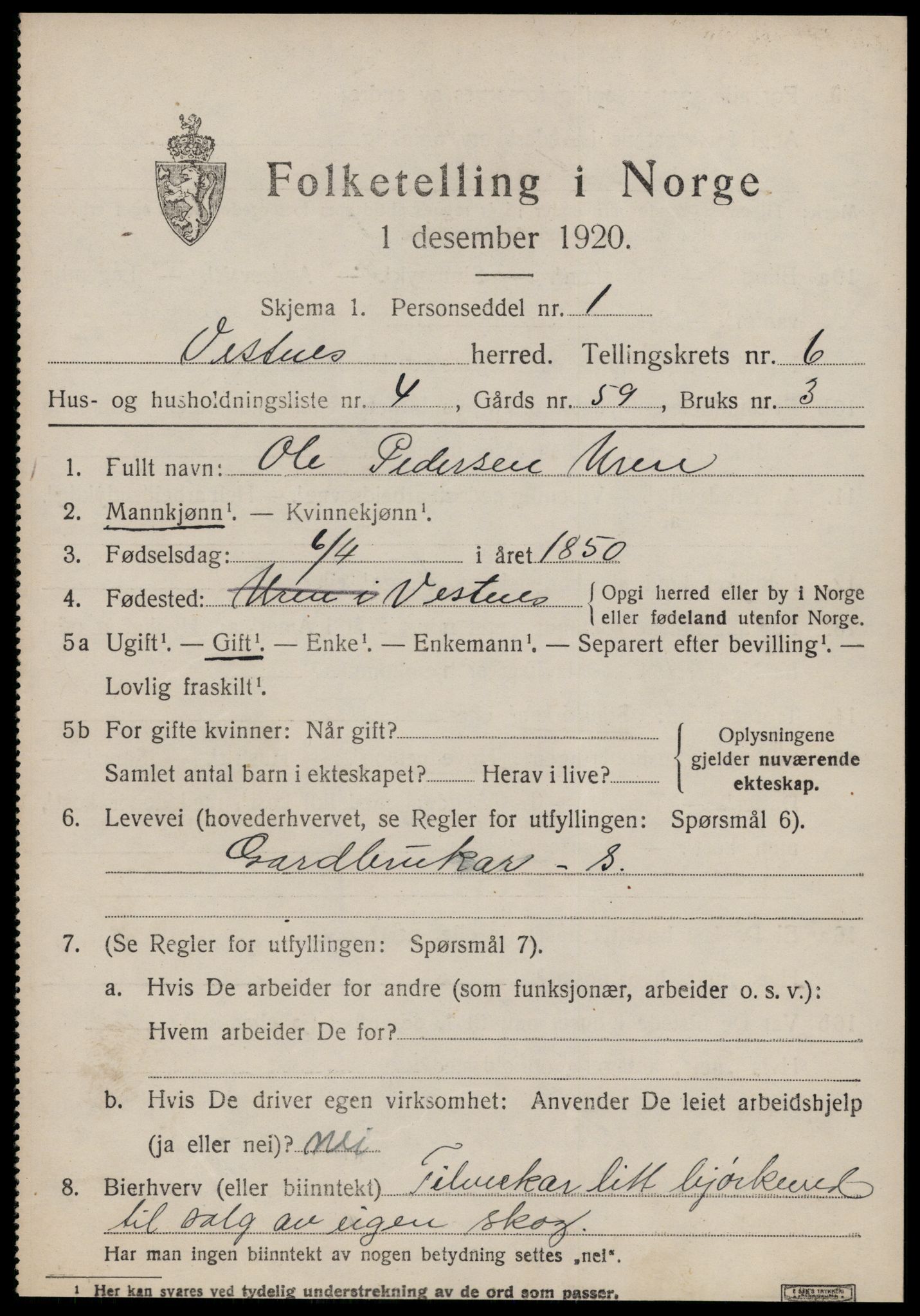 SAT, Folketelling 1920 for 1535 Vestnes herred, 1920, s. 4343