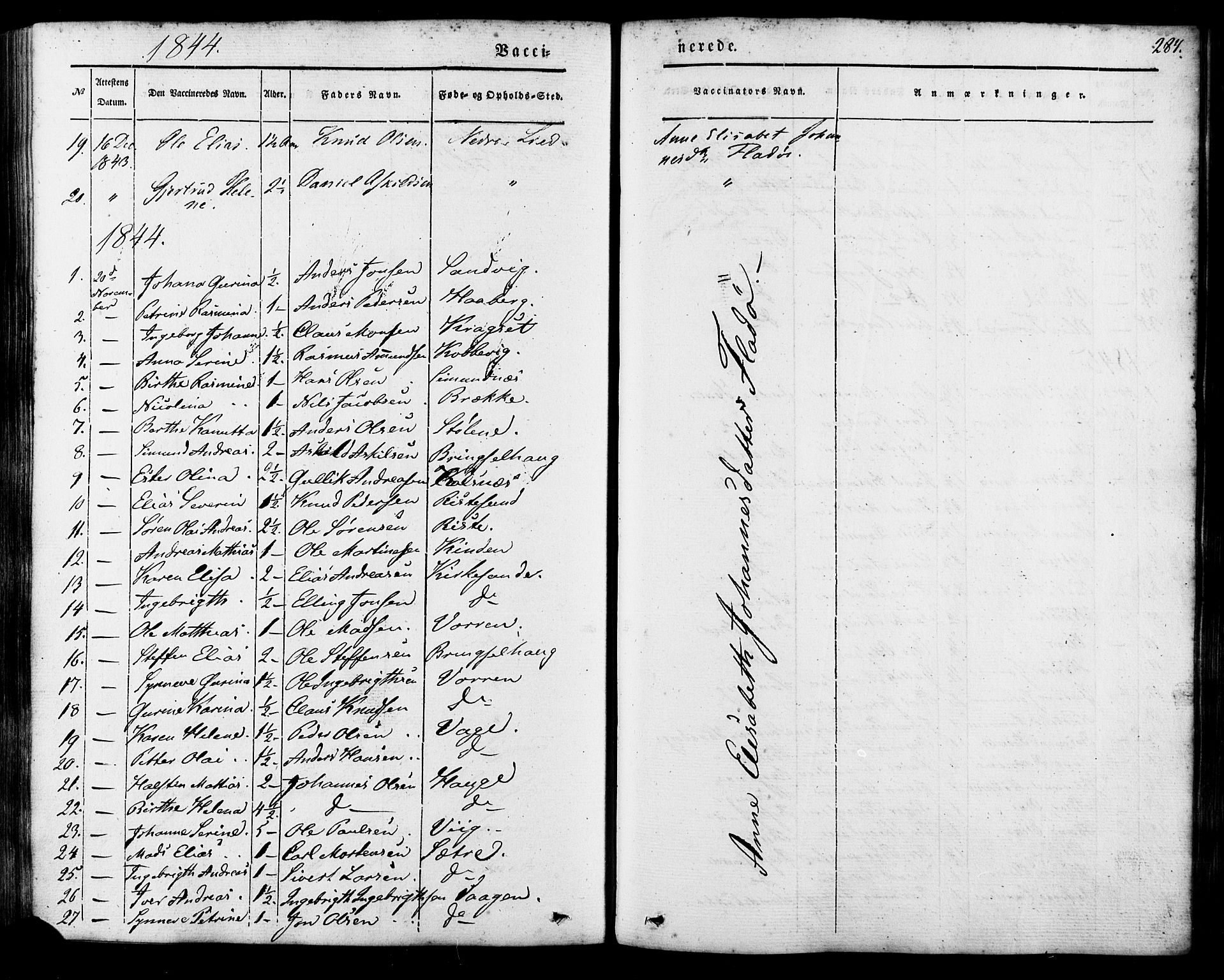 Ministerialprotokoller, klokkerbøker og fødselsregistre - Møre og Romsdal, AV/SAT-A-1454/503/L0034: Ministerialbok nr. 503A02, 1841-1884, s. 284