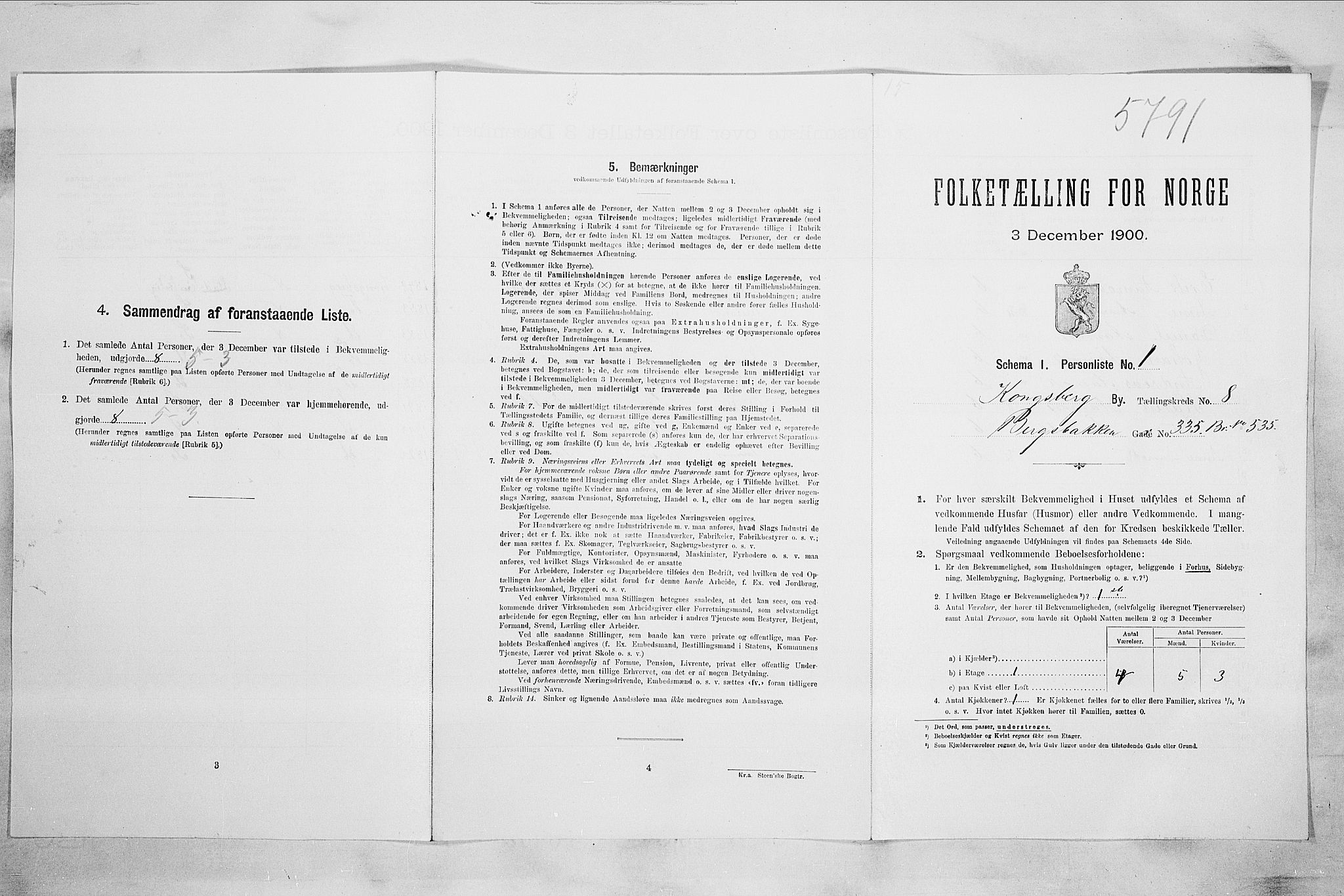 RA, Folketelling 1900 for 0604 Kongsberg kjøpstad, 1900, s. 1516