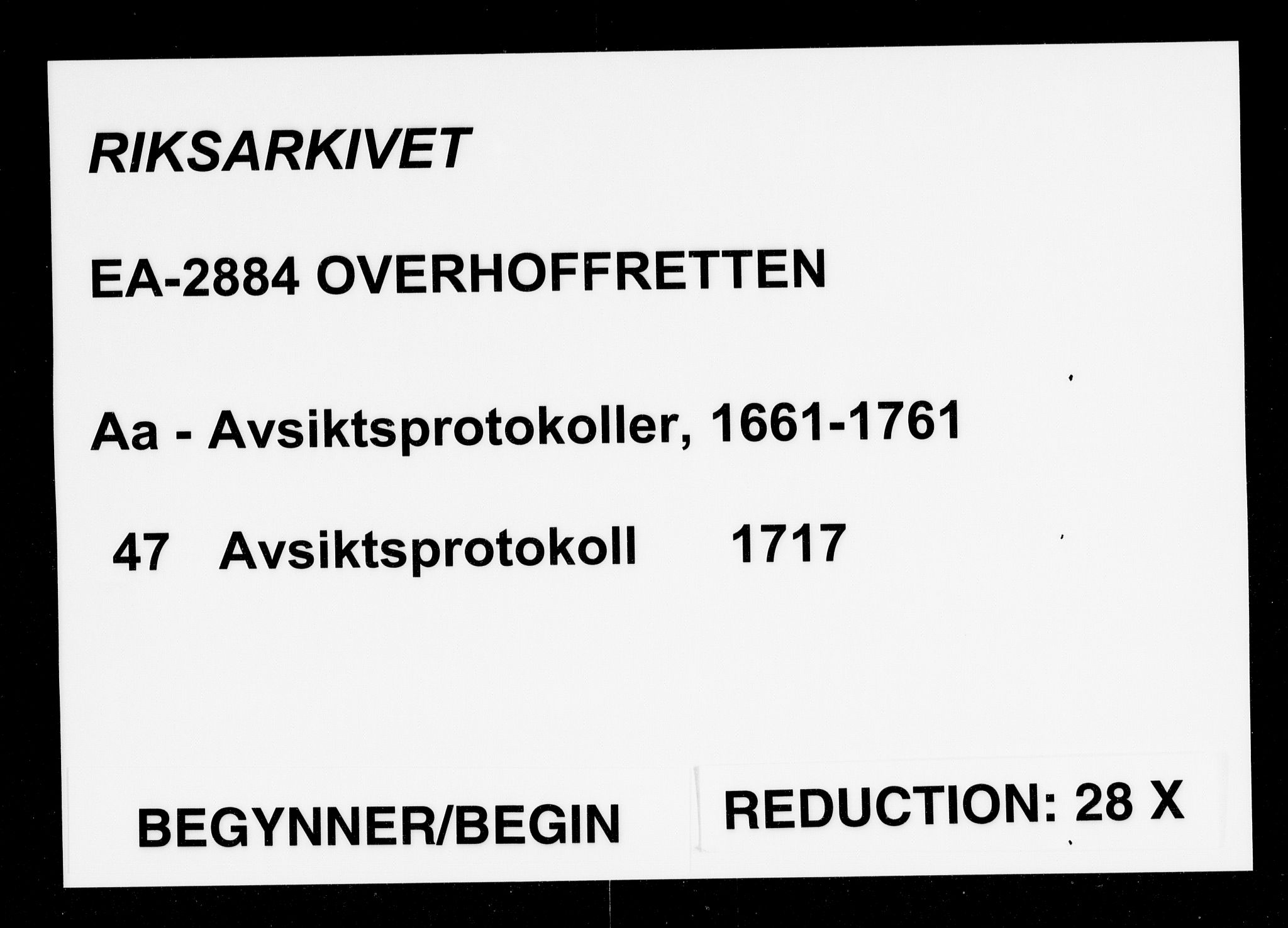 Overhoffretten 1667-1797, RA/EA-2884/Aa/L0047: Avsiktsprotokoll, 1717