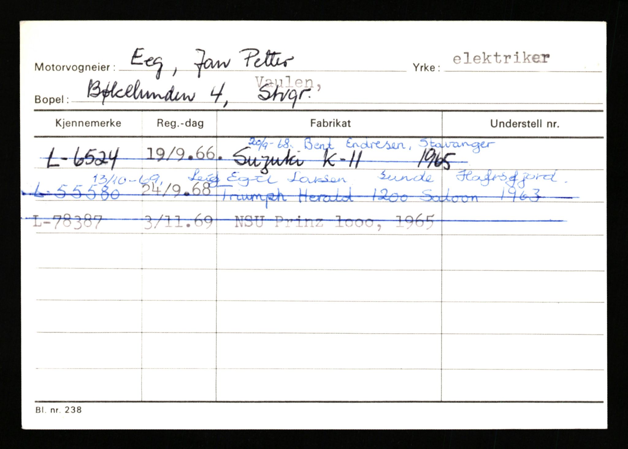 Stavanger trafikkstasjon, AV/SAST-A-101942/0/H/L0006: Dalva - Egersund, 1930-1971, s. 1833