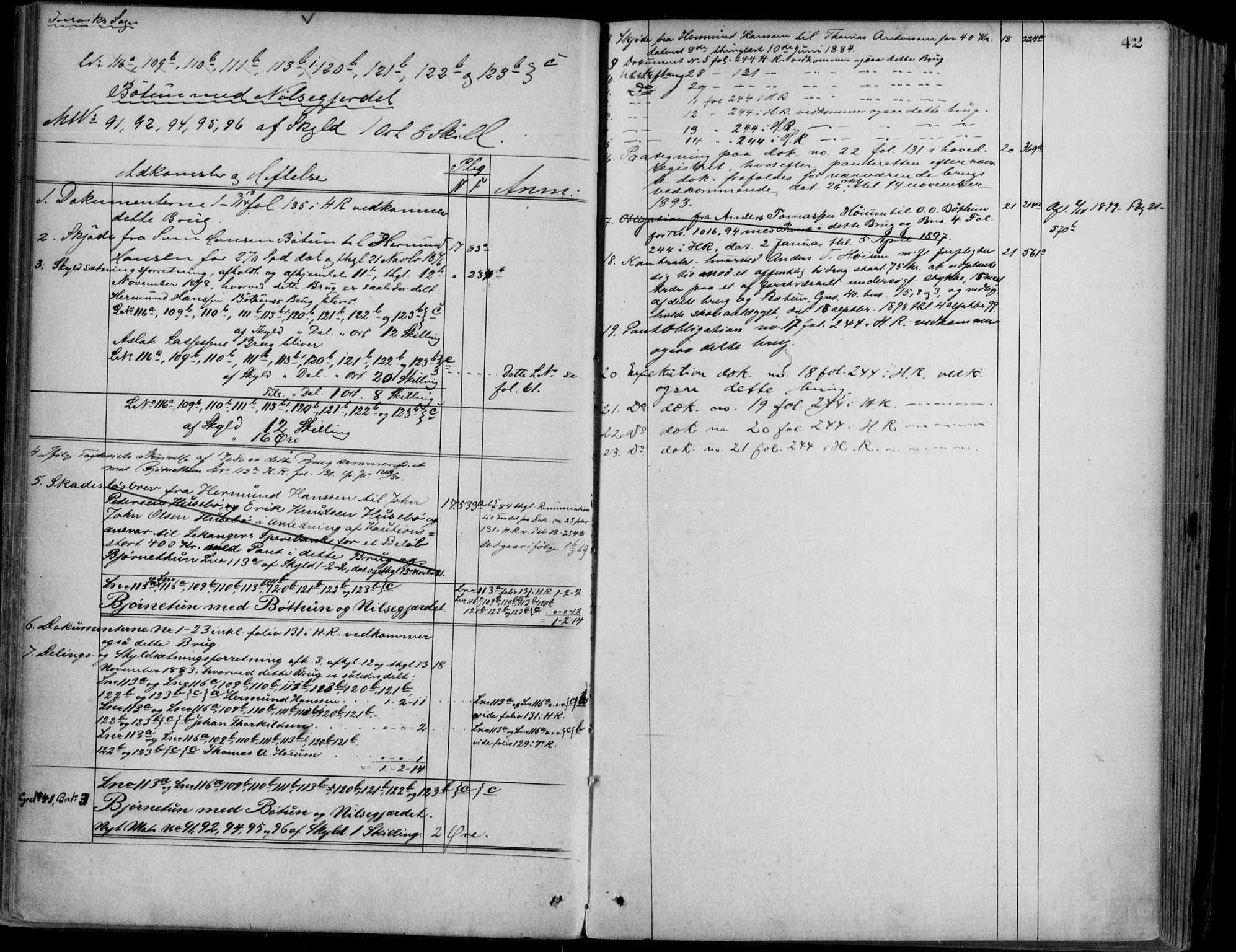 Ytre Sogn tingrett, AV/SAB-A-2601/1/G/Gaa/L0008: Panteregister nr. II.A.a.8, 1800-1900, s. 42