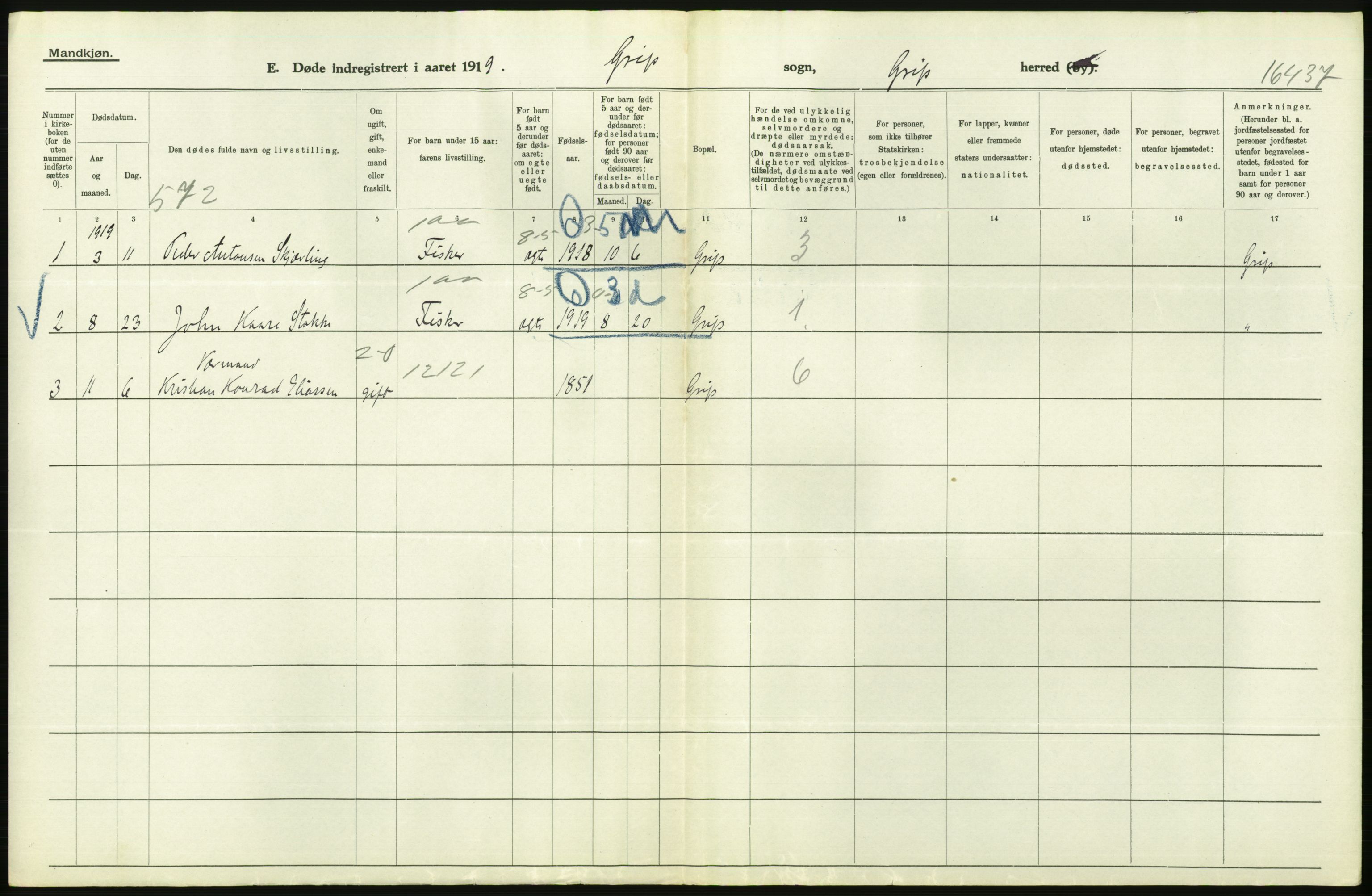 Statistisk sentralbyrå, Sosiodemografiske emner, Befolkning, AV/RA-S-2228/D/Df/Dfb/Dfbi/L0042: Møre fylke: Døde. Bygder og byer., 1919, s. 154