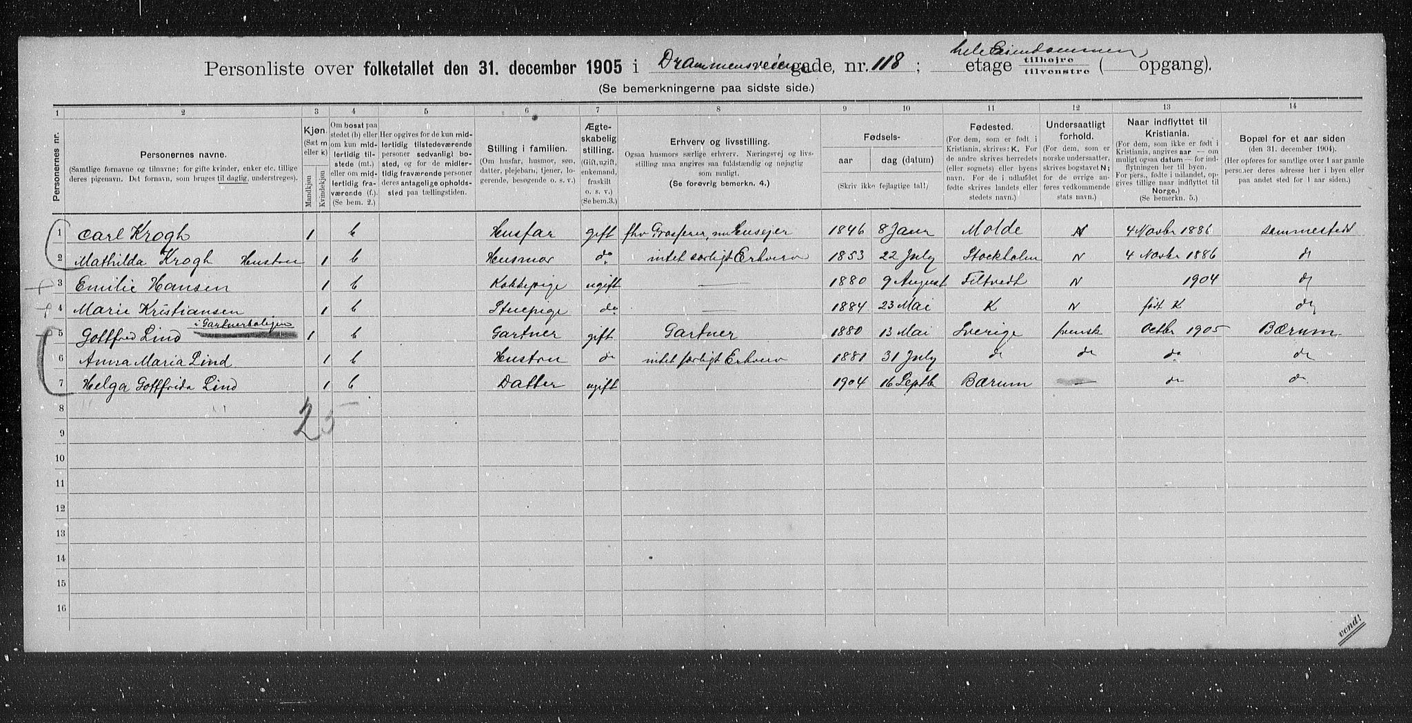 OBA, Kommunal folketelling 31.12.1905 for Kristiania kjøpstad, 1905, s. 8938