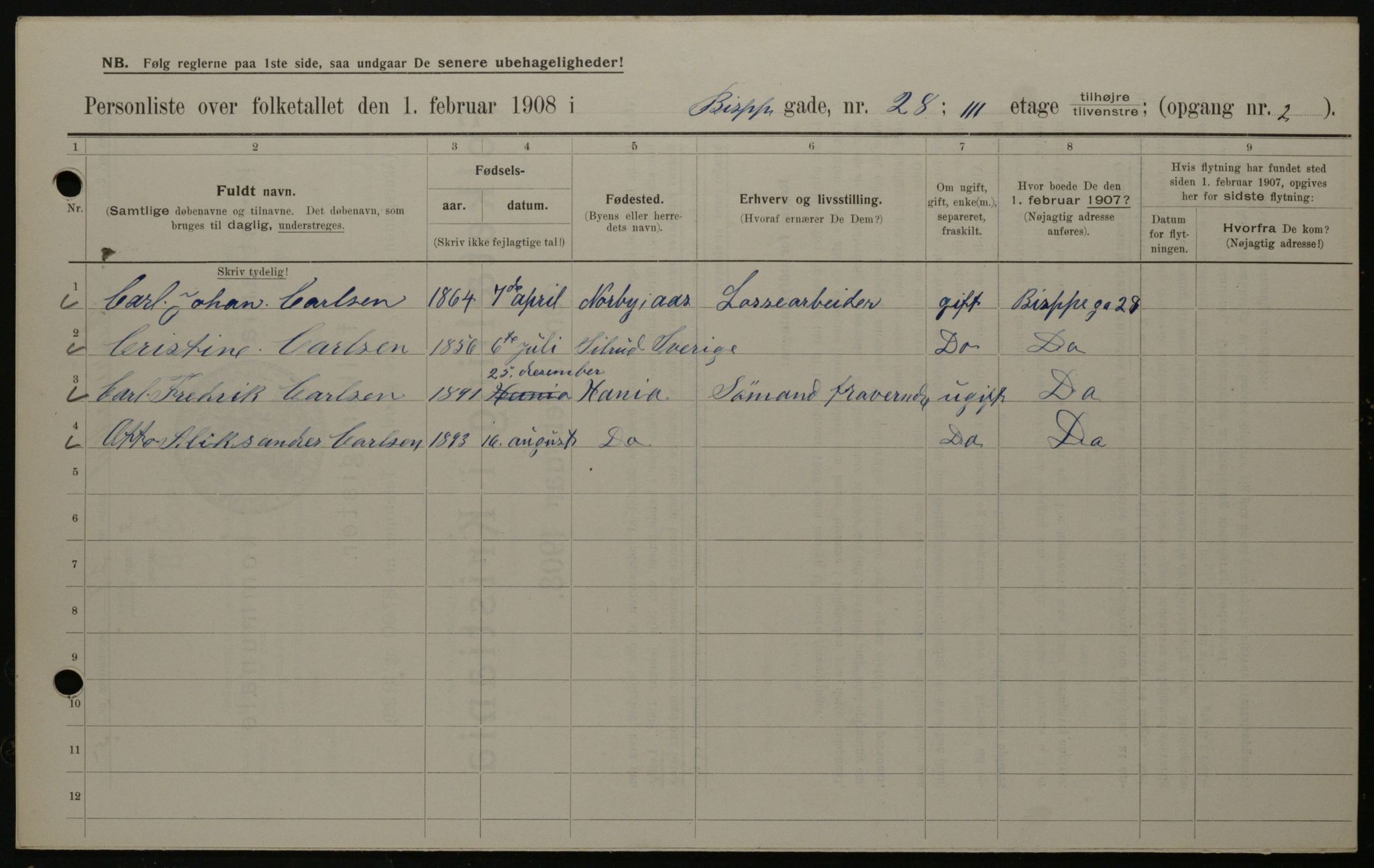 OBA, Kommunal folketelling 1.2.1908 for Kristiania kjøpstad, 1908, s. 5338