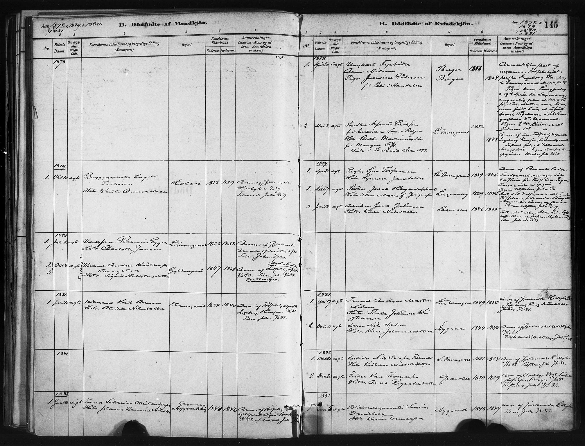 Askøy Sokneprestembete, AV/SAB-A-74101/H/Ha/Haa/Haae/L0002: Ministerialbok nr. E 2, 1878-1891, s. 145
