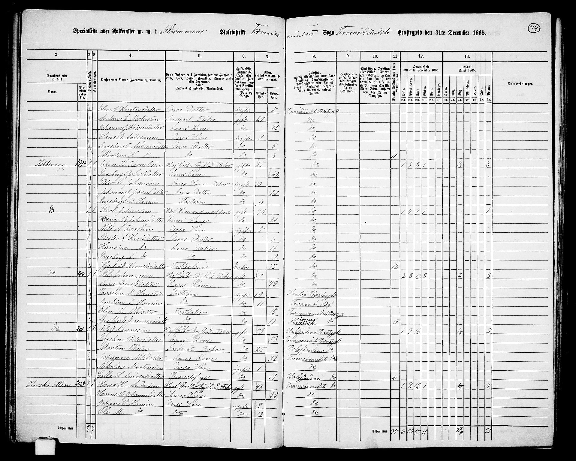 RA, Folketelling 1865 for 1934P Tromsøysund prestegjeld, 1865, s. 63