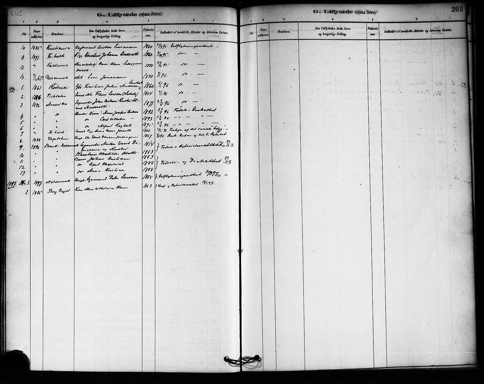 Aremark prestekontor Kirkebøker, SAO/A-10899/F/Fa/L0005: Ministerialbok nr. I 5, 1878-1897, s. 203