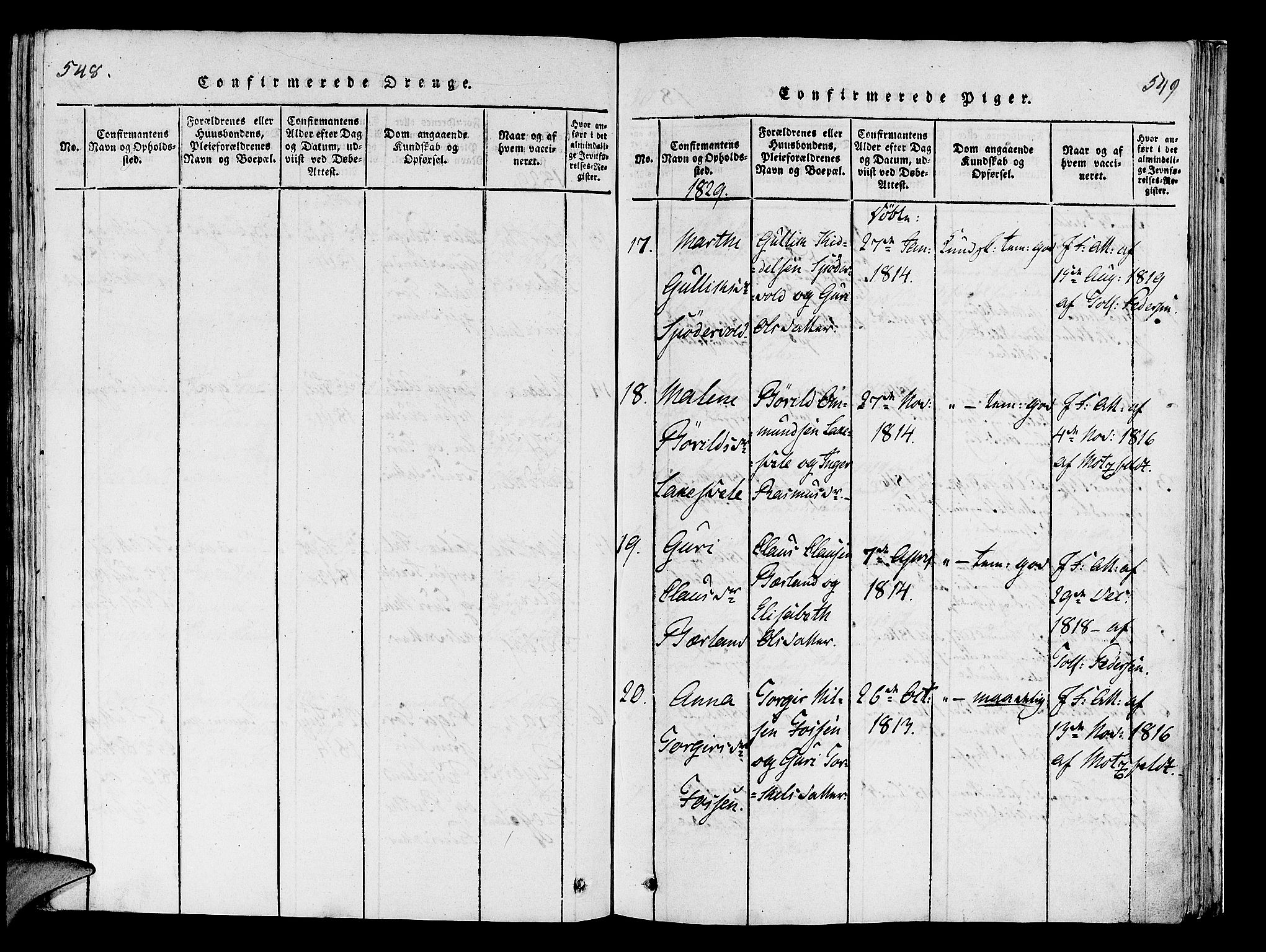 Helleland sokneprestkontor, SAST/A-101810: Ministerialbok nr. A 5, 1815-1834, s. 548-549
