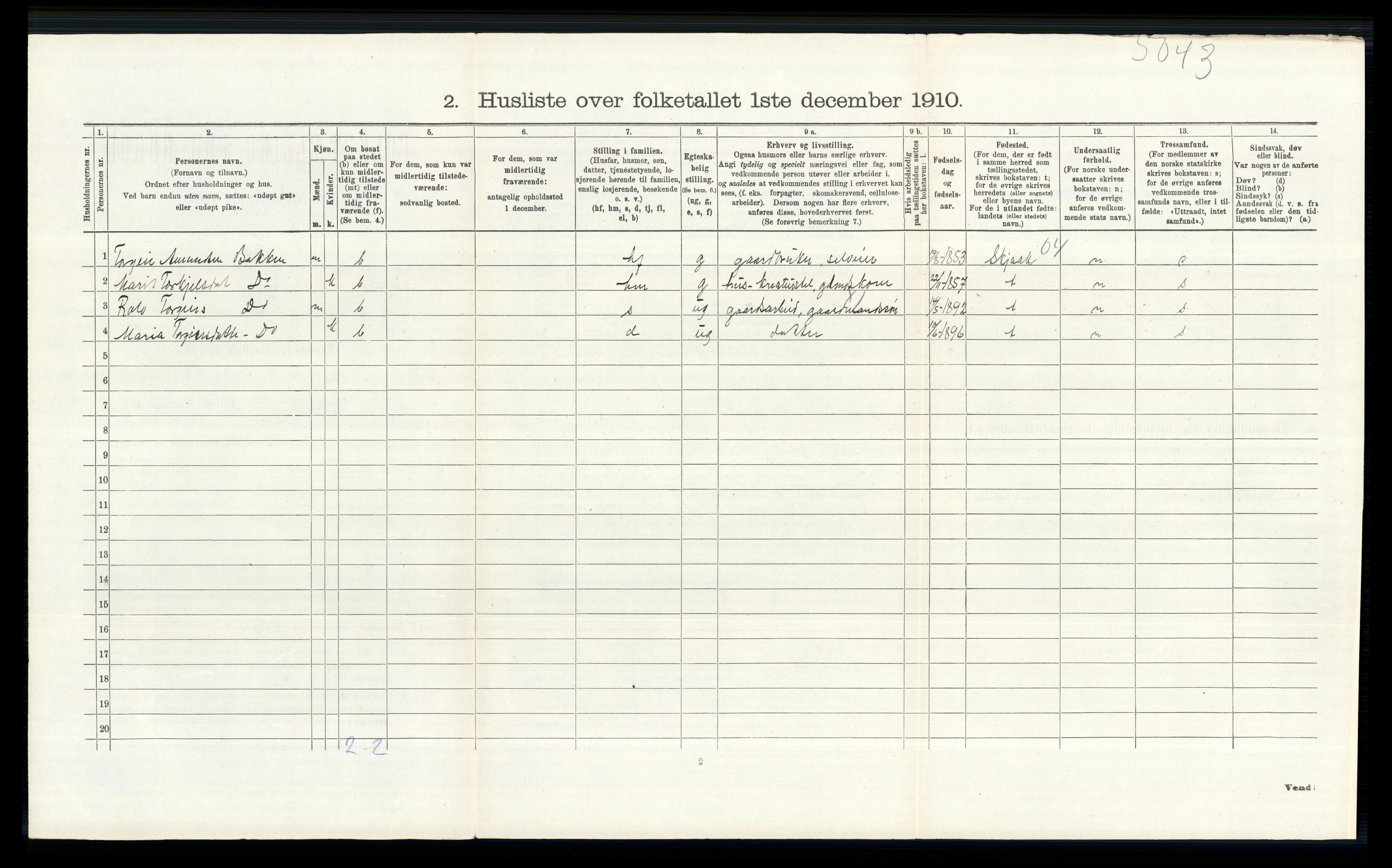 RA, Folketelling 1910 for 0514 Lom herred, 1910, s. 580