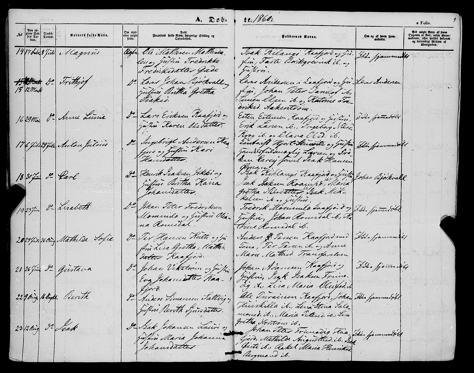 Alta sokneprestkontor, AV/SATØ-S-1338/H/Ha/L0004.kirke: Ministerialbok nr. 4, 1858-1880, s. 9