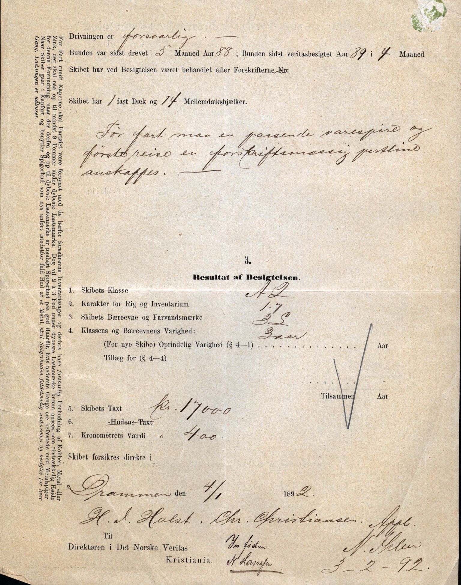 Pa 63 - Østlandske skibsassuranceforening, VEMU/A-1079/G/Ga/L0029/0008: Havaridokumenter / Broderfolket, Amthill, Argo, Axel, 1893, s. 12