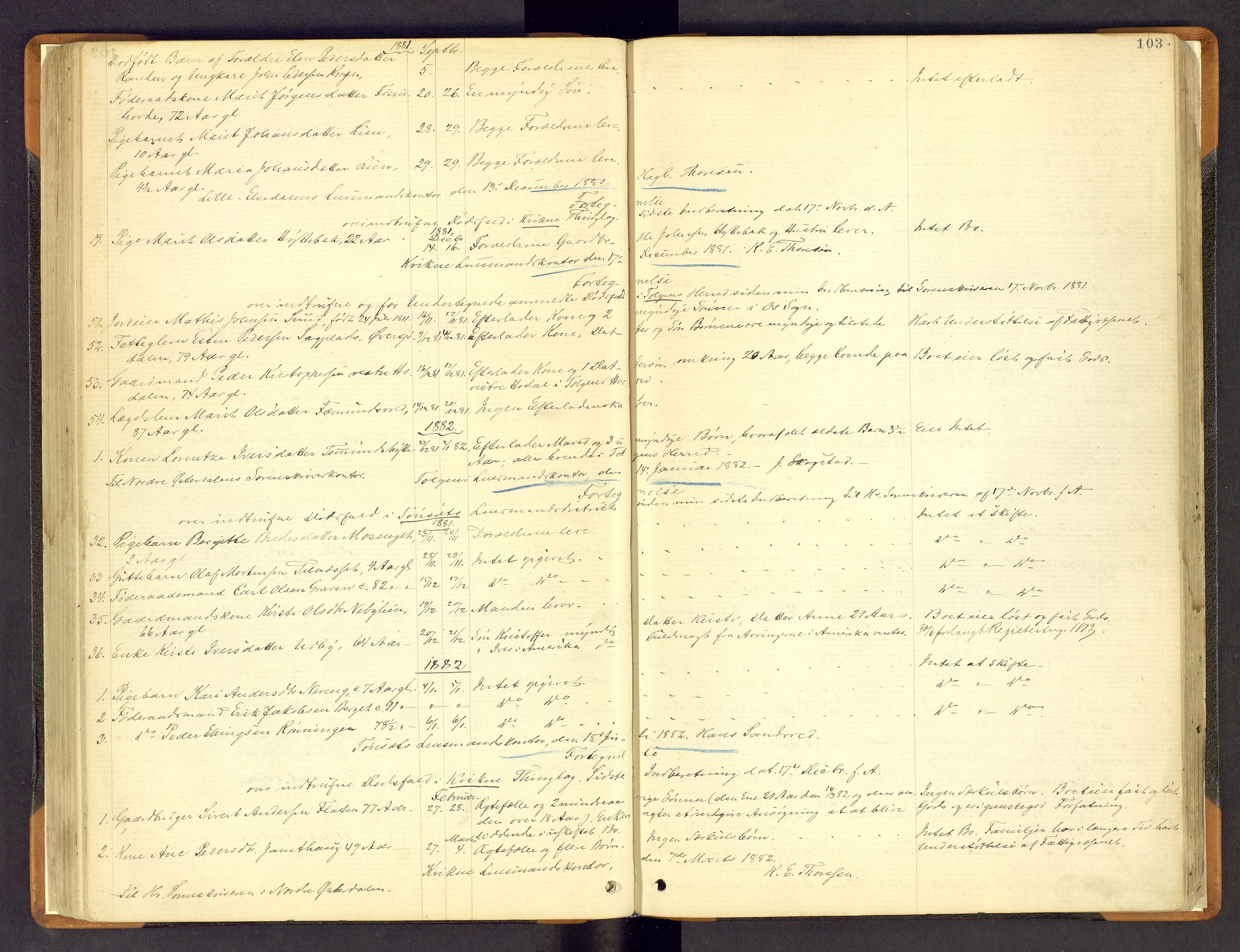 Nord-Østerdal tingrett, SAH/TING-020/H/Hi/L0002/0002: Forskjellig vedrørende tinglysing / Korrigering av grunnboka hvor hjemmelshaver mangler, er død m.v., 1875-1886, s. 103