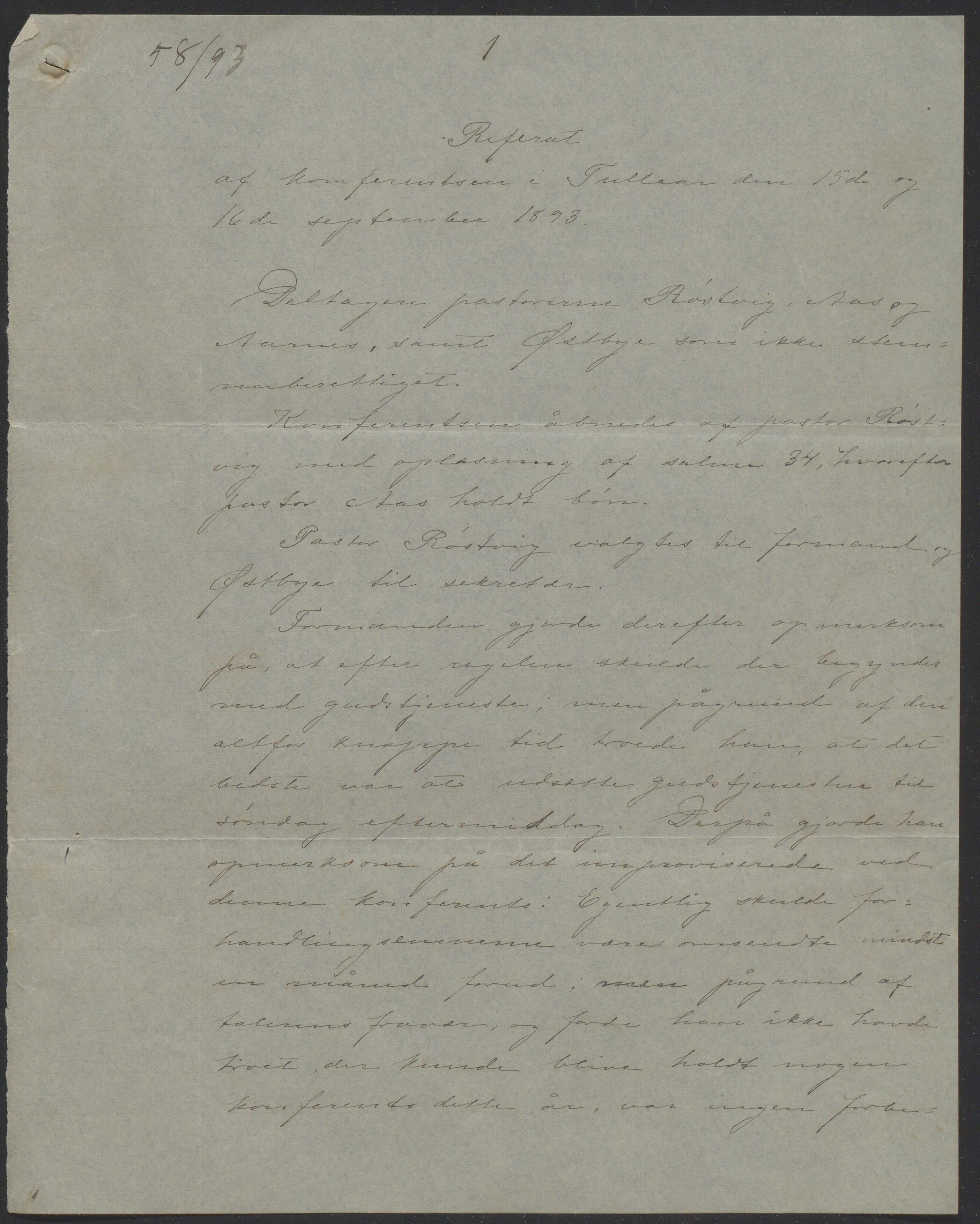 Det Norske Misjonsselskap - hovedadministrasjonen, VID/MA-A-1045/D/Da/Daa/L0039/0009: Konferansereferat og årsberetninger / Konferansereferat fra Vest-Madagaskar., 1893, s. 1