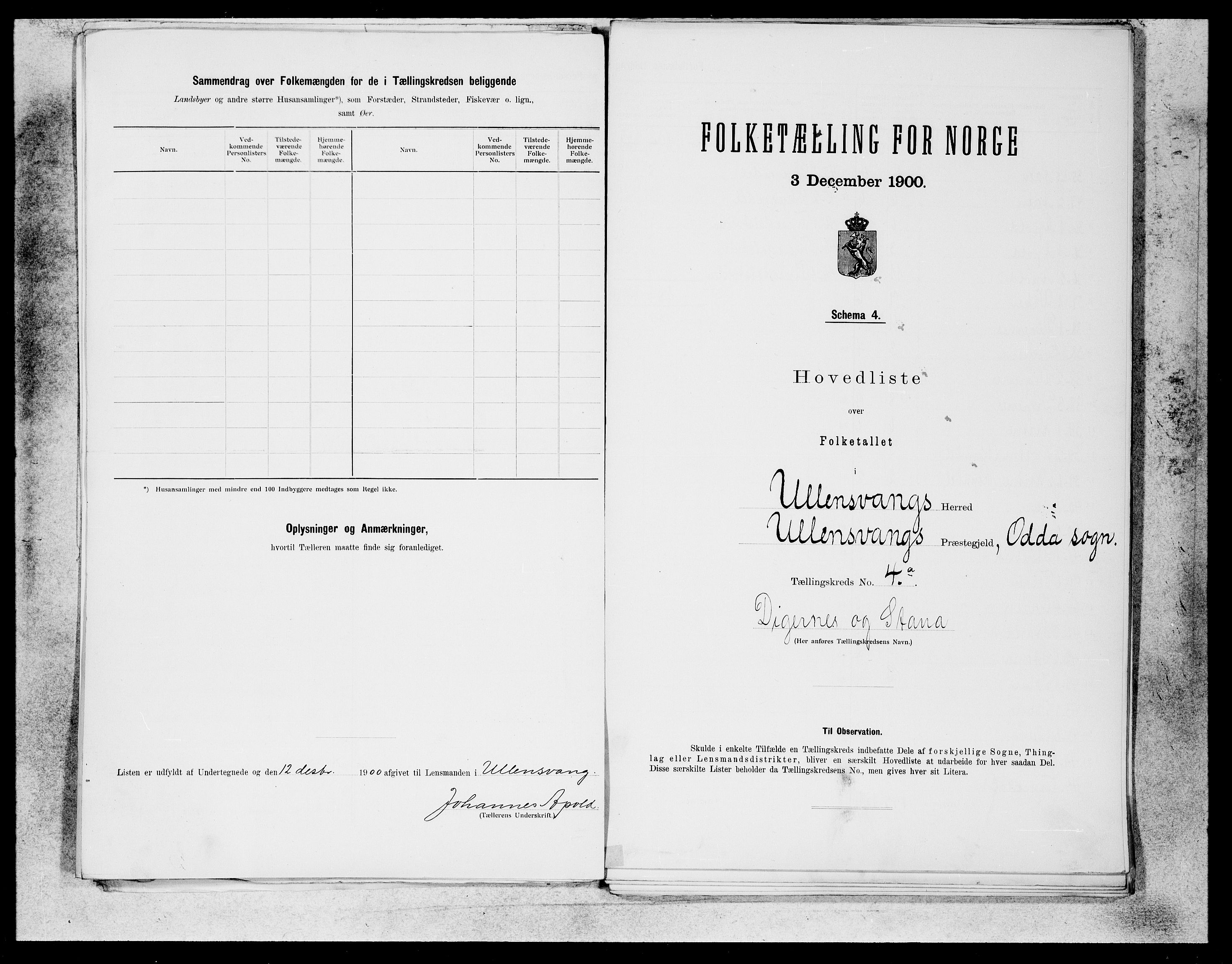 SAB, Folketelling 1900 for 1230 Ullensvang herred, 1900, s. 9