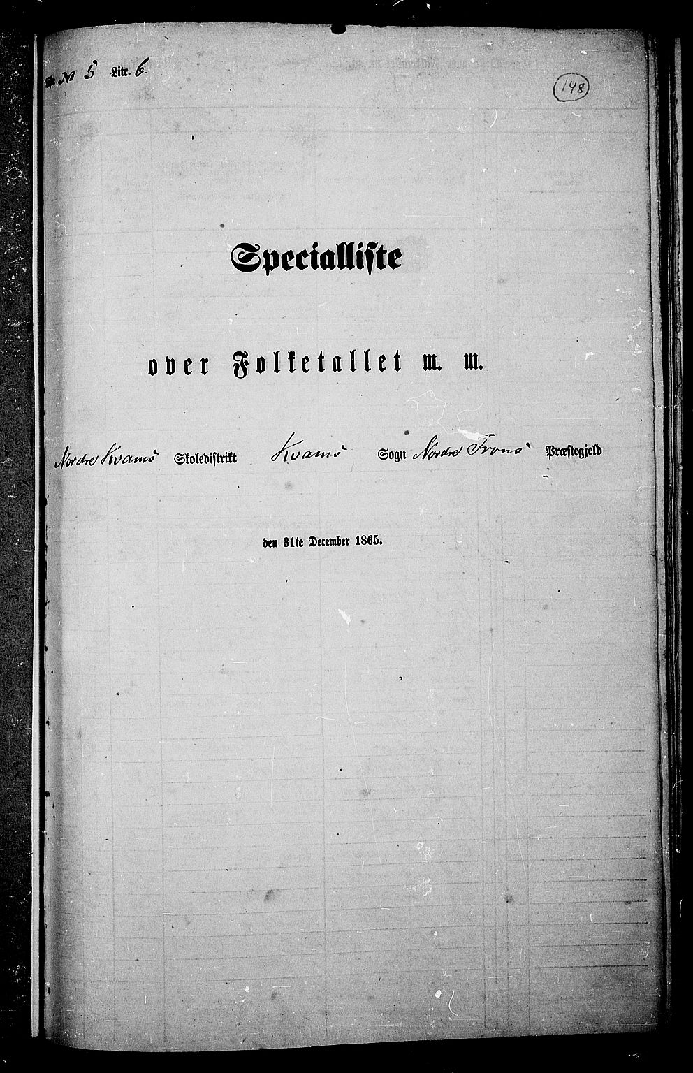 RA, Folketelling 1865 for 0518P Nord-Fron prestegjeld, 1865, s. 138