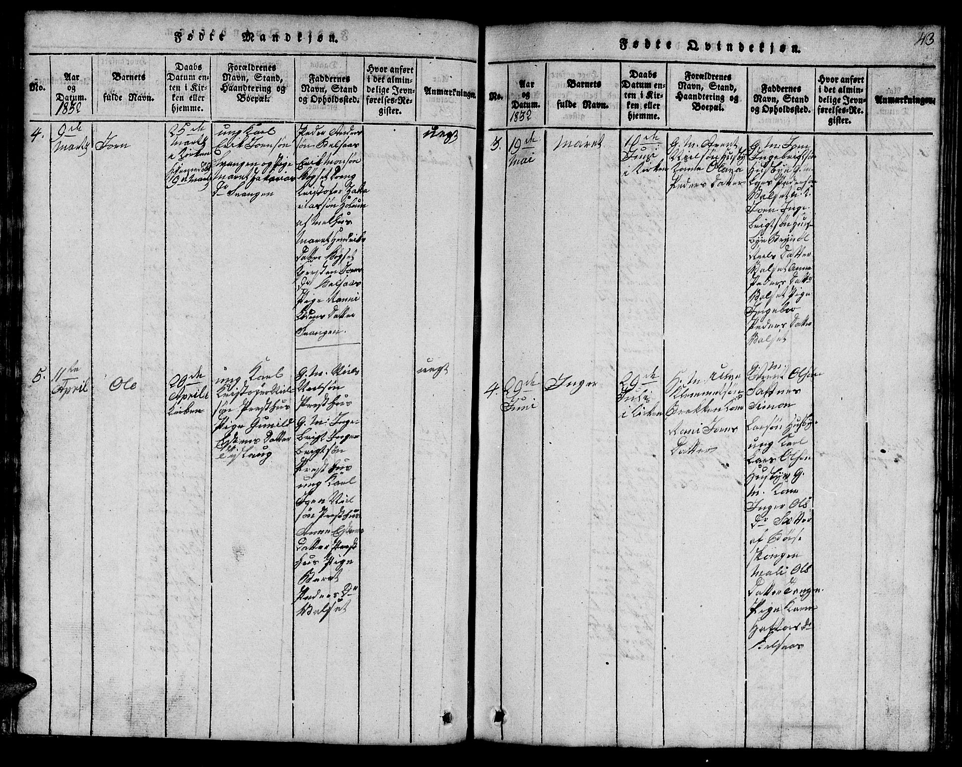 Ministerialprotokoller, klokkerbøker og fødselsregistre - Sør-Trøndelag, SAT/A-1456/666/L0788: Klokkerbok nr. 666C01, 1816-1847, s. 43