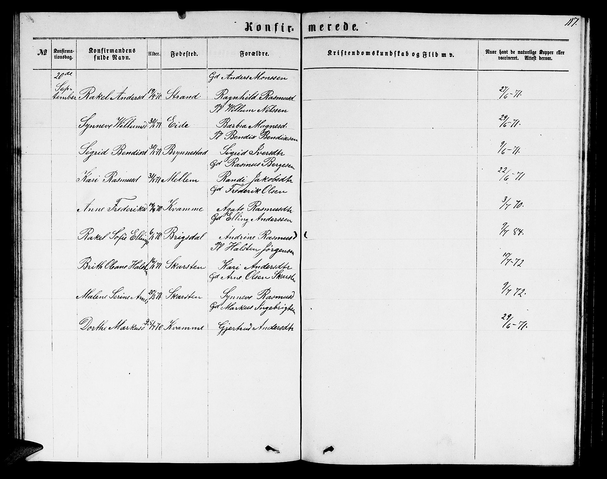 Innvik sokneprestembete, AV/SAB-A-80501: Klokkerbok nr. B 2, 1864-1885, s. 117