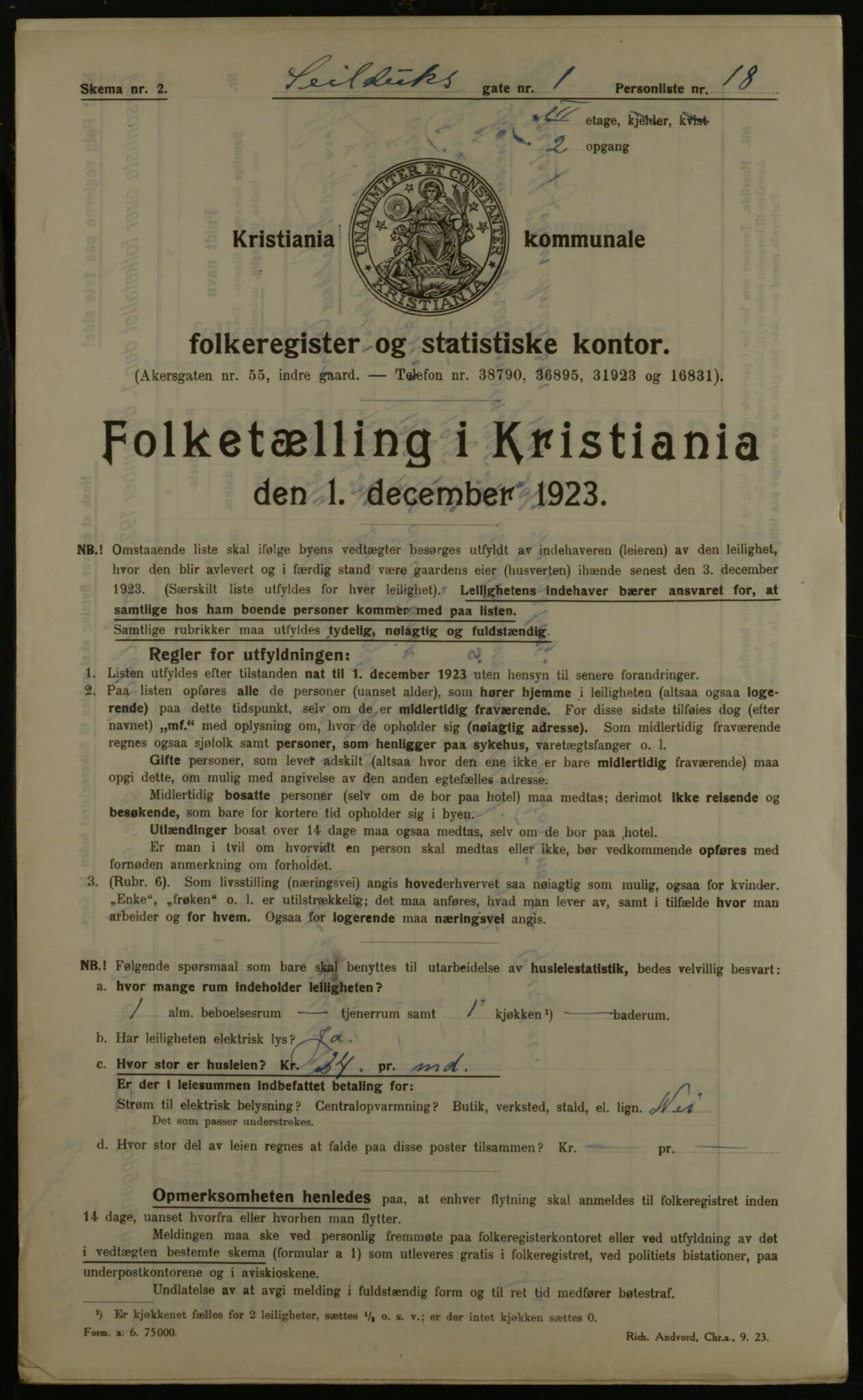 OBA, Kommunal folketelling 1.12.1923 for Kristiania, 1923, s. 103969