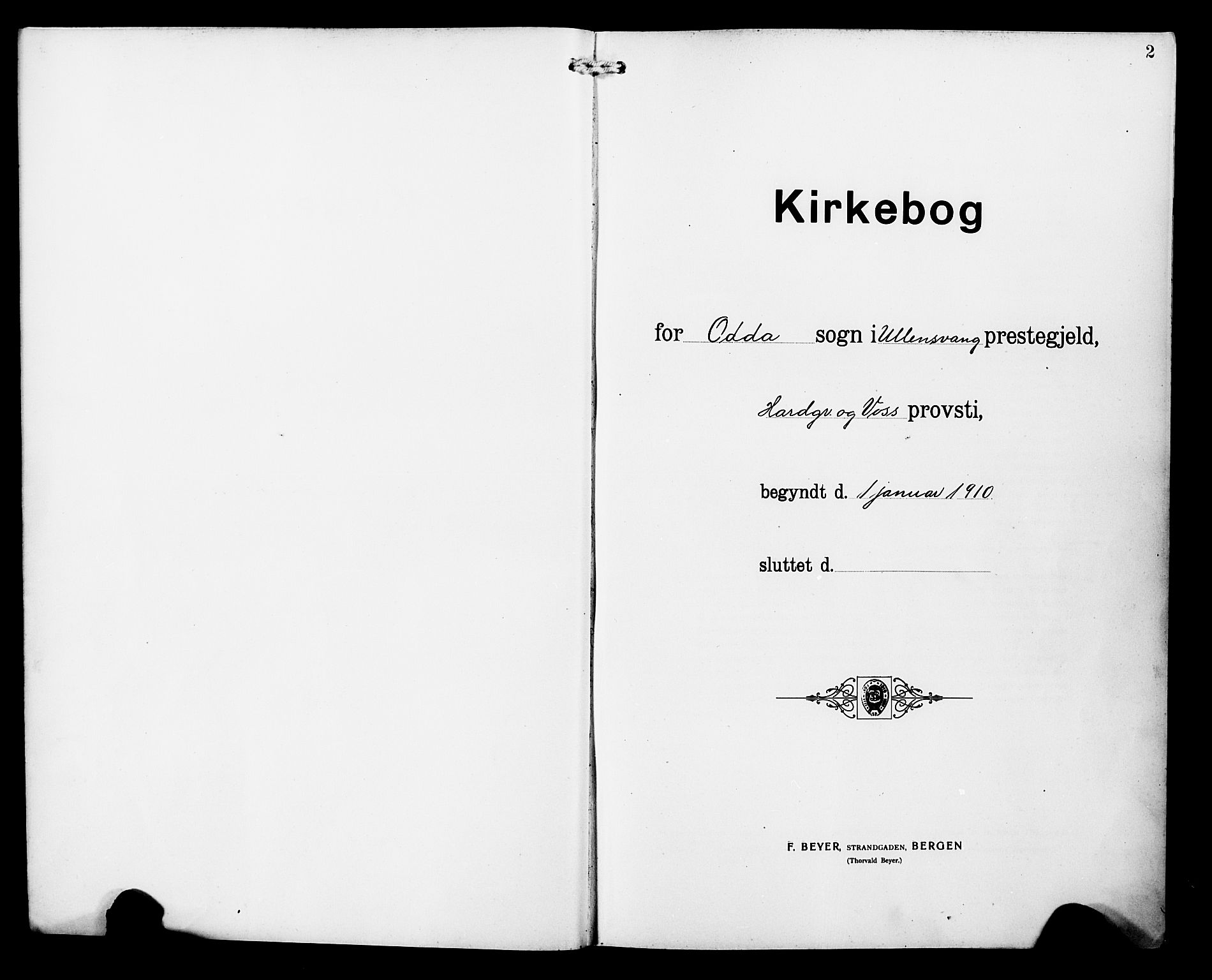 Odda Sokneprestembete, SAB/A-77201/H/Hab: Klokkerbok nr. A 8, 1910-1923, s. 2