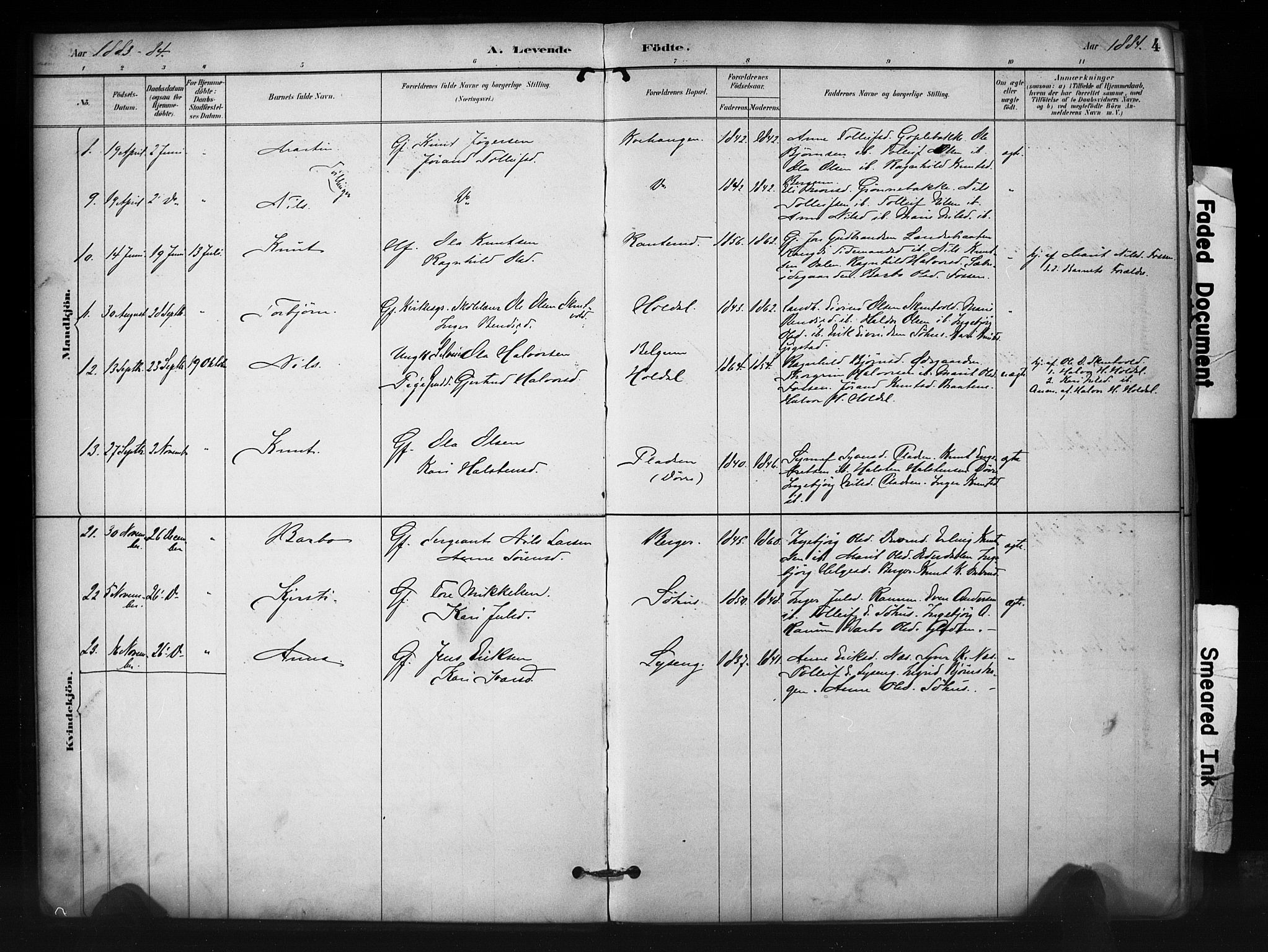 Nord-Aurdal prestekontor, AV/SAH-PREST-132/H/Ha/Haa/L0012: Ministerialbok nr. 12, 1883-1895, s. 4