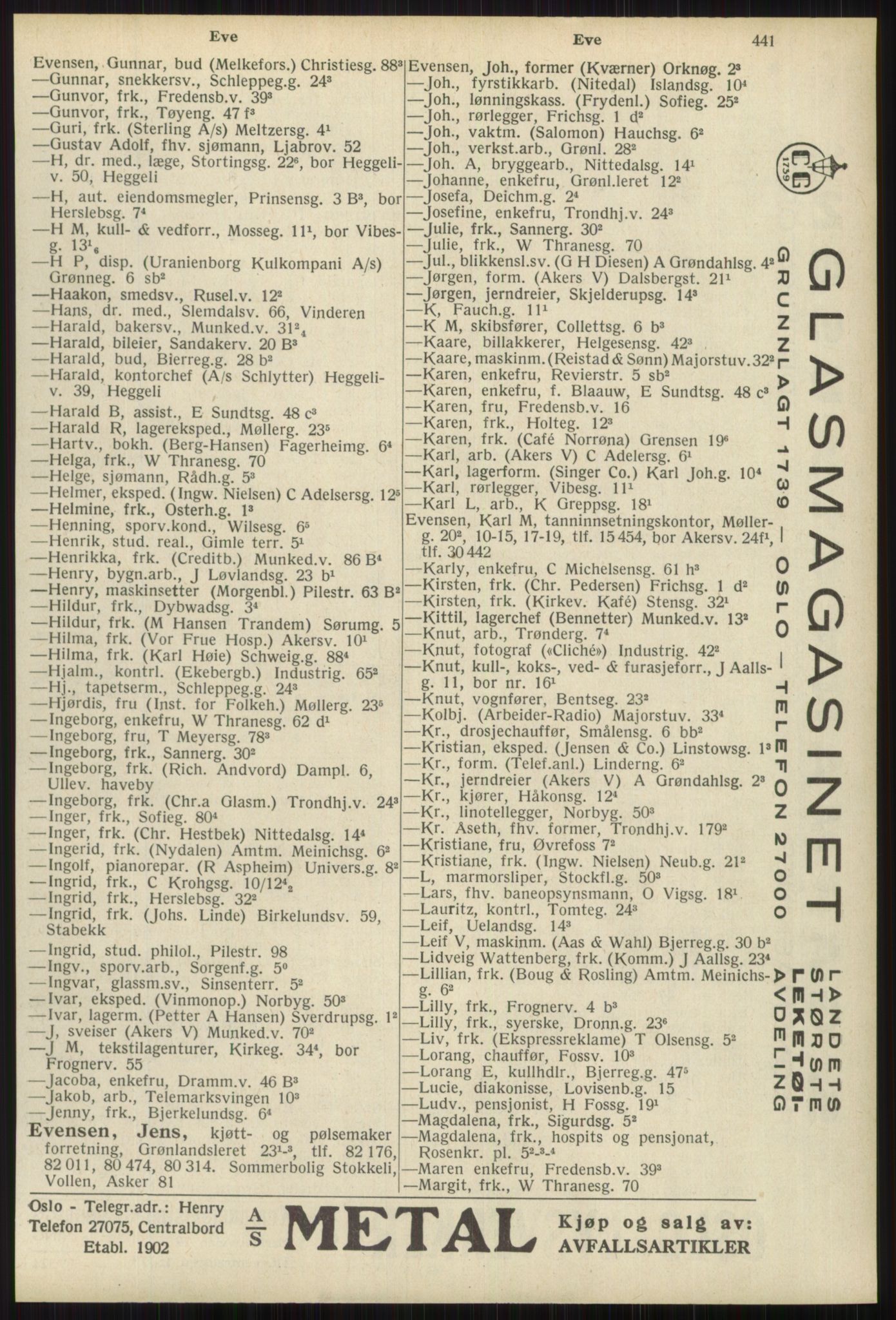 Kristiania/Oslo adressebok, PUBL/-, 1939, s. 441