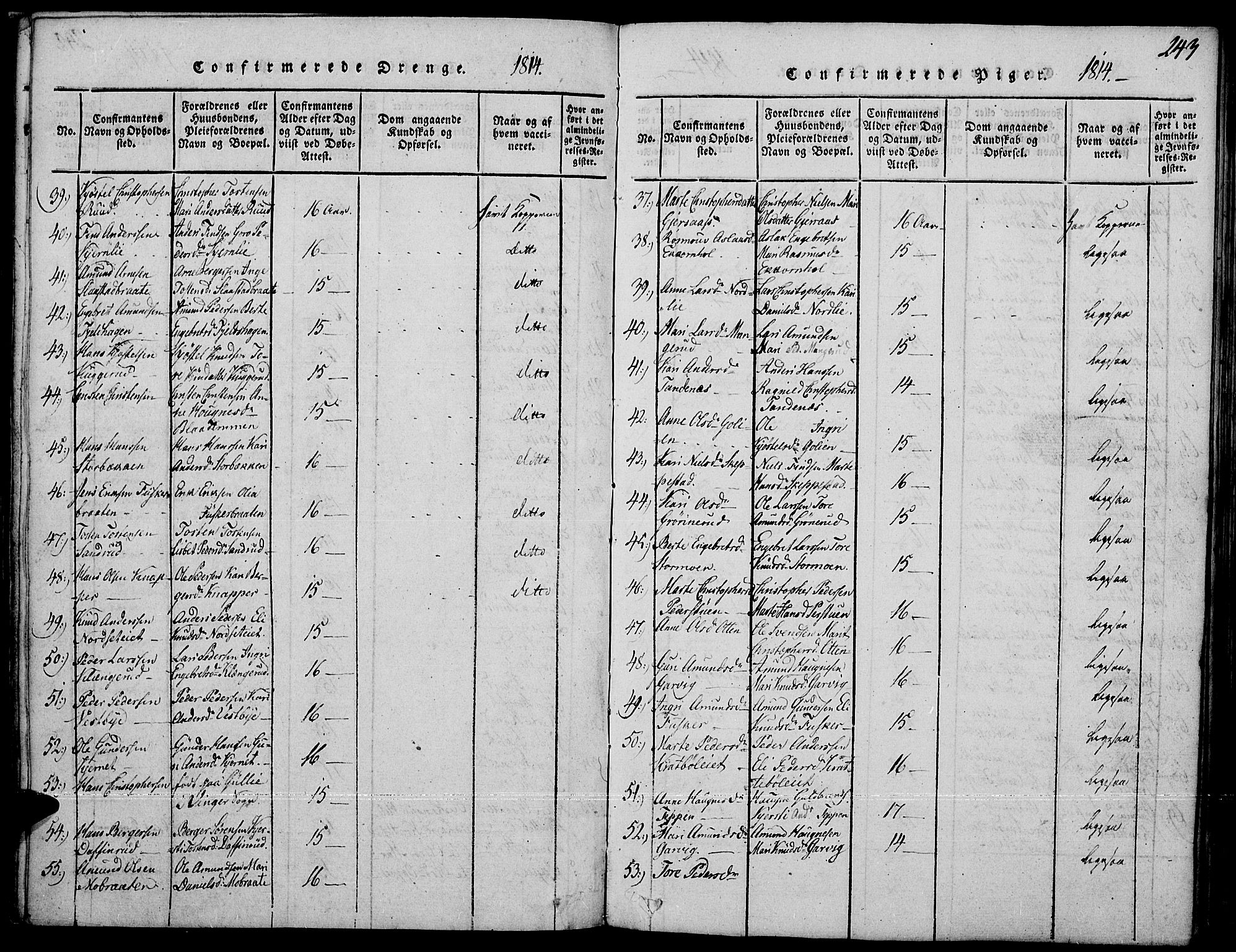 Strøm-Odalen prestekontor, AV/SAH-PREST-028/H/Ha/Haa/L0006: Ministerialbok nr. 6, 1814-1850, s. 243
