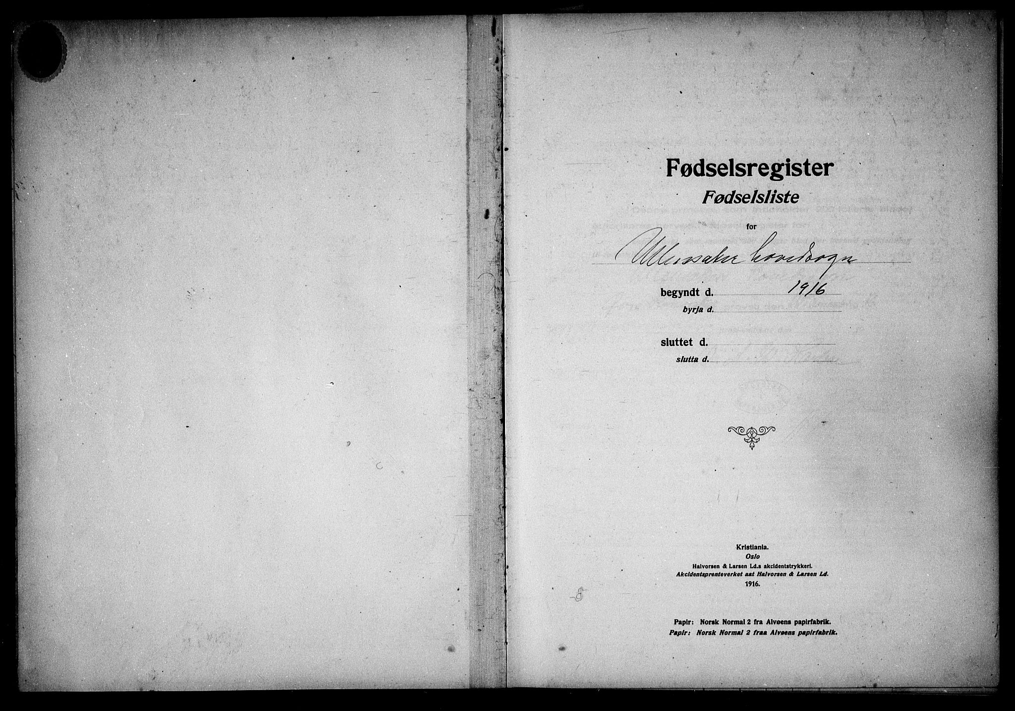 Ullensaker prestekontor Kirkebøker, SAO/A-10236a/J/Ja/L0001: Fødselsregister nr. 1, 1916-1938
