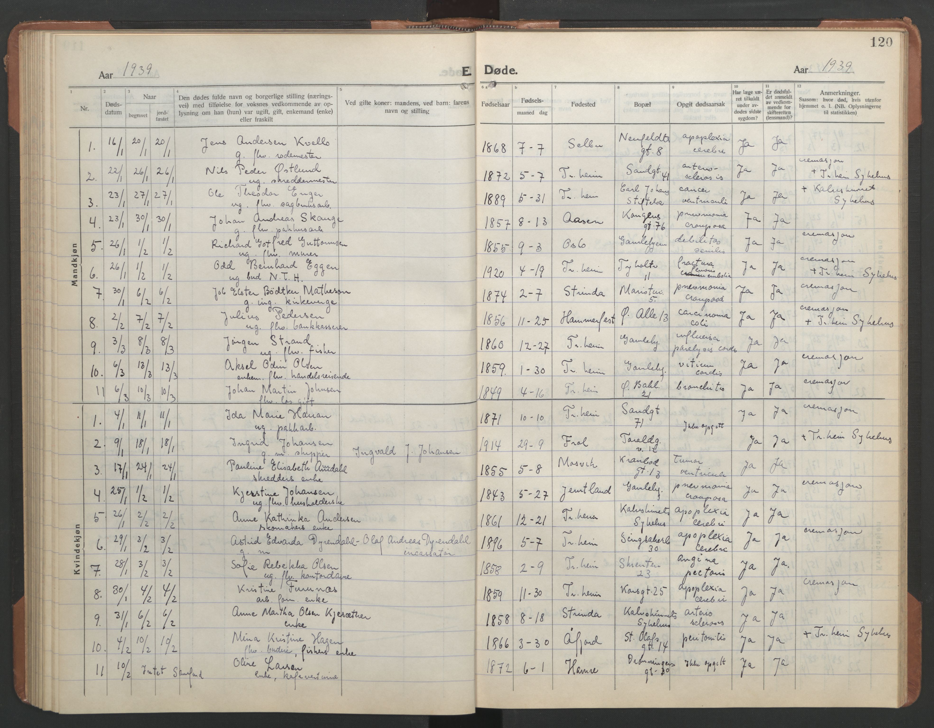 Ministerialprotokoller, klokkerbøker og fødselsregistre - Sør-Trøndelag, SAT/A-1456/602/L0150: Klokkerbok nr. 602C18, 1922-1949, s. 120