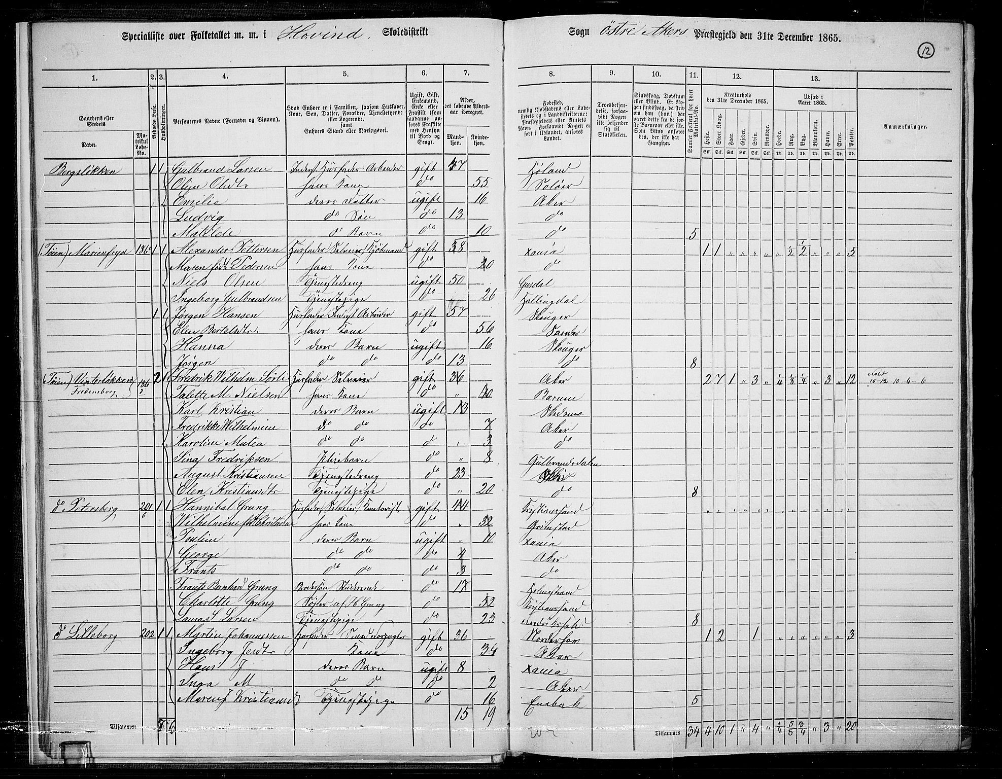 RA, Folketelling 1865 for 0218bP Østre Aker prestegjeld, 1865, s. 236