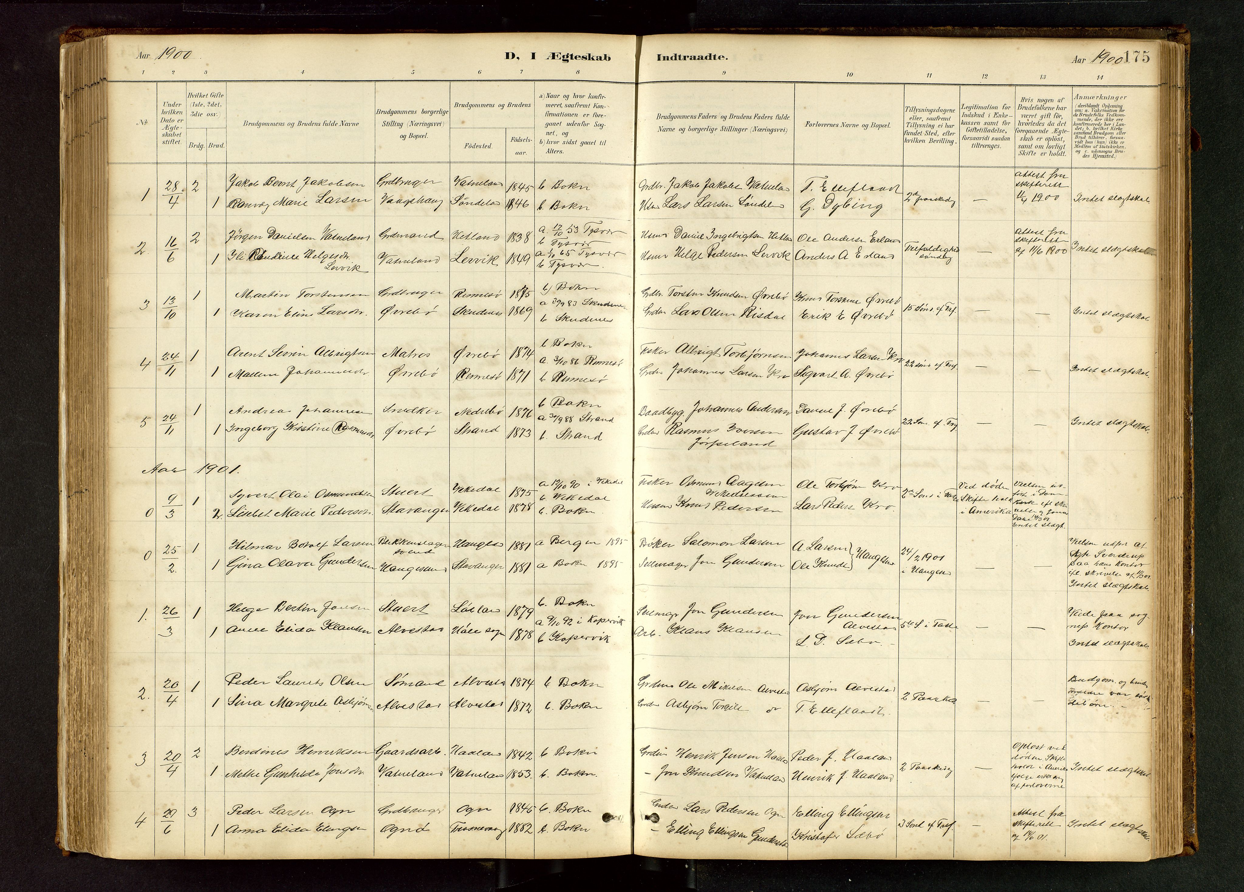 Tysvær sokneprestkontor, AV/SAST-A -101864/H/Ha/Hab/L0005: Klokkerbok nr. B 5, 1887-1947, s. 175