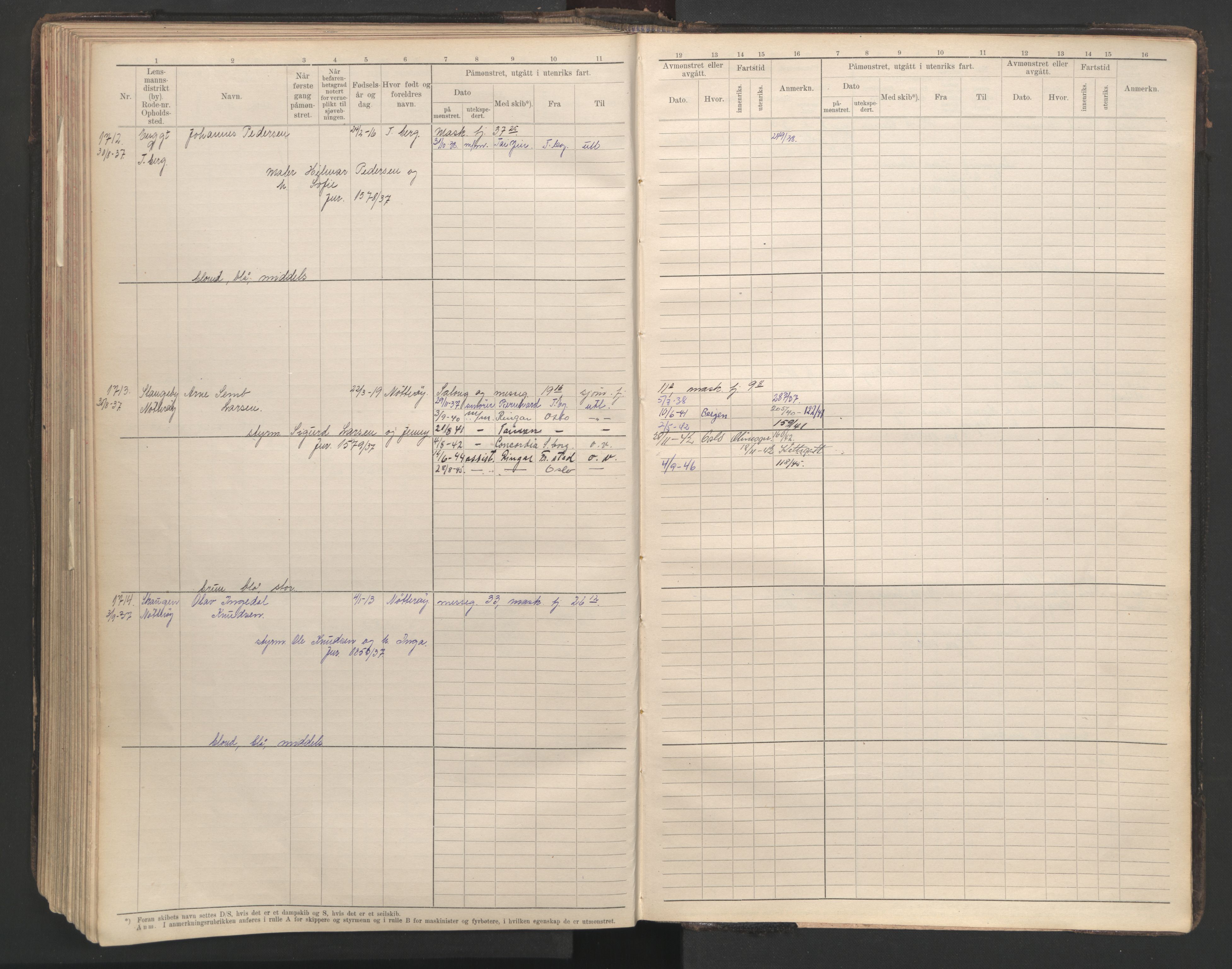 Tønsberg innrulleringskontor, AV/SAKO-A-786/F/Fe/L0003: Maskinist- og fyrbøterrulle Patent nr. 111-1734, 1924-1937, s. 249