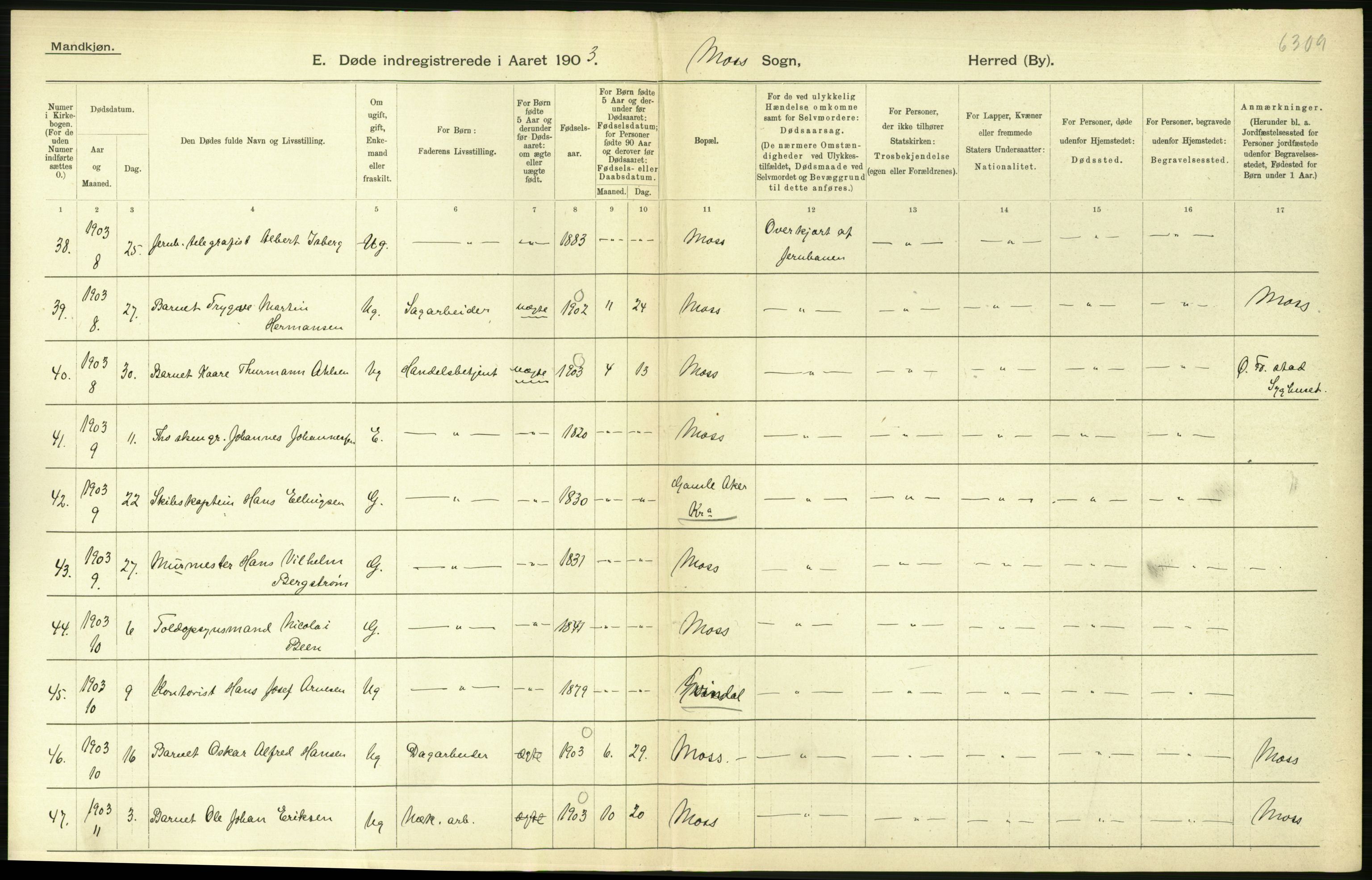 Statistisk sentralbyrå, Sosiodemografiske emner, Befolkning, AV/RA-S-2228/D/Df/Dfa/Dfaa/L0001: Smålenenes amt: Fødte, gifte, døde, 1903, s. 852